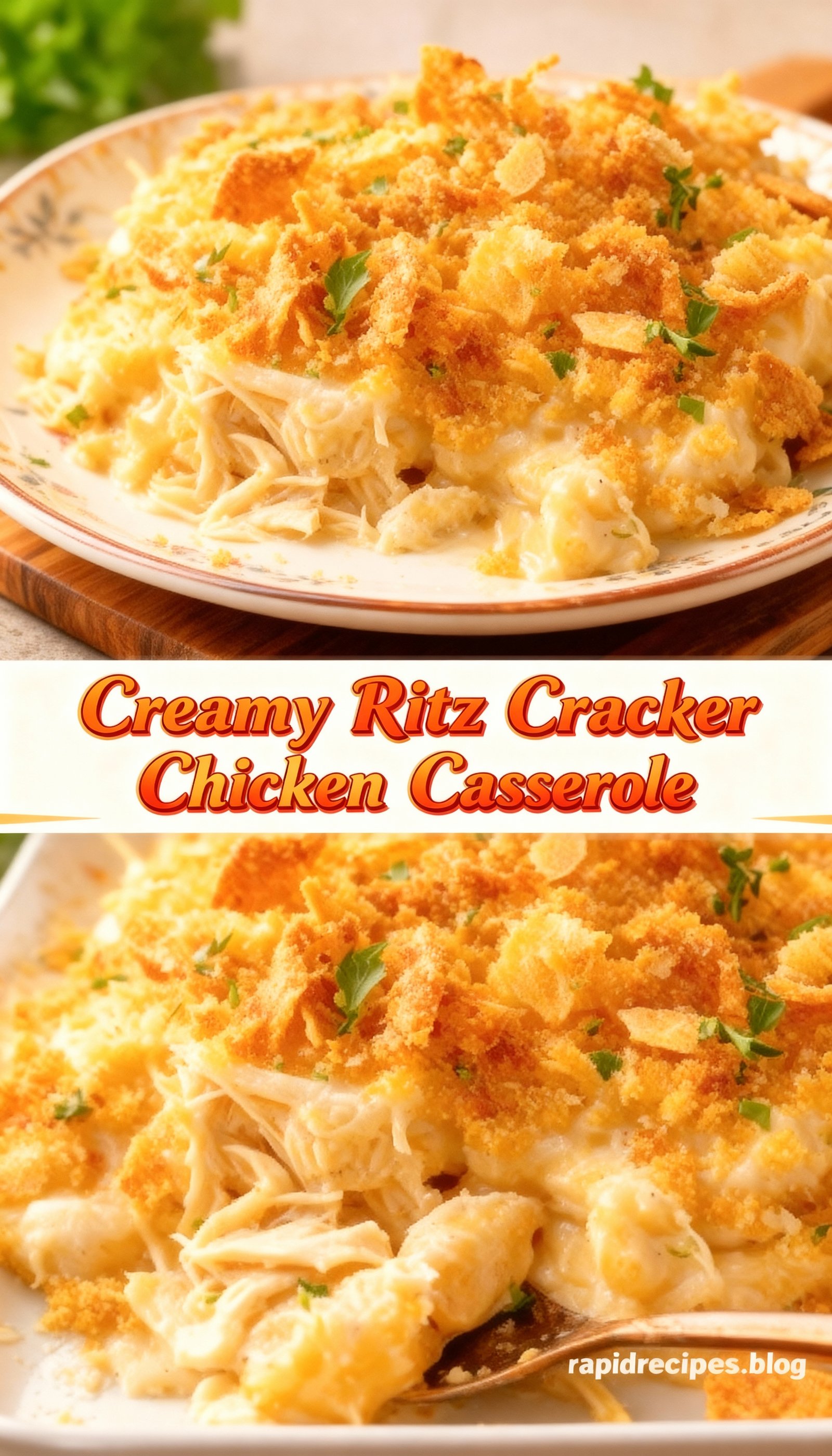 Creamy Ritz Cracker Chicken Casserole finished