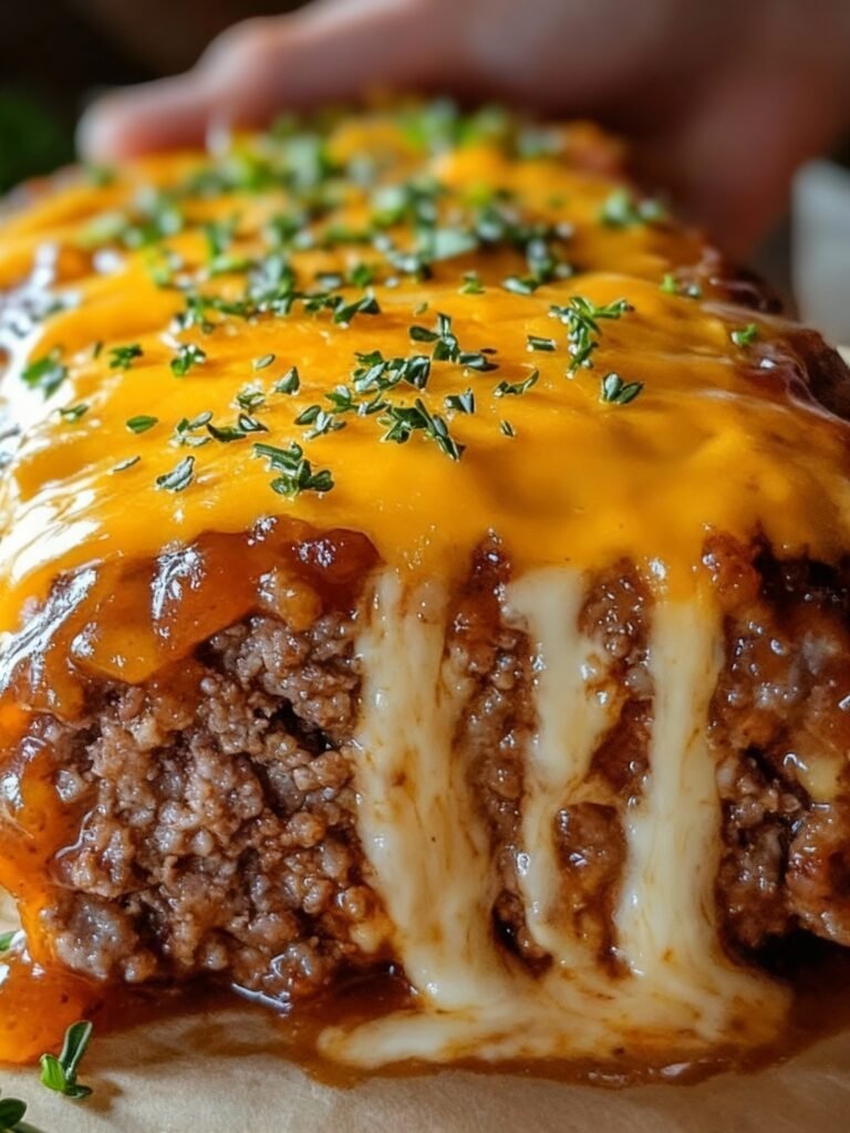 Easy Cheeseburger Meatloaf Cheddar Roll Recipe