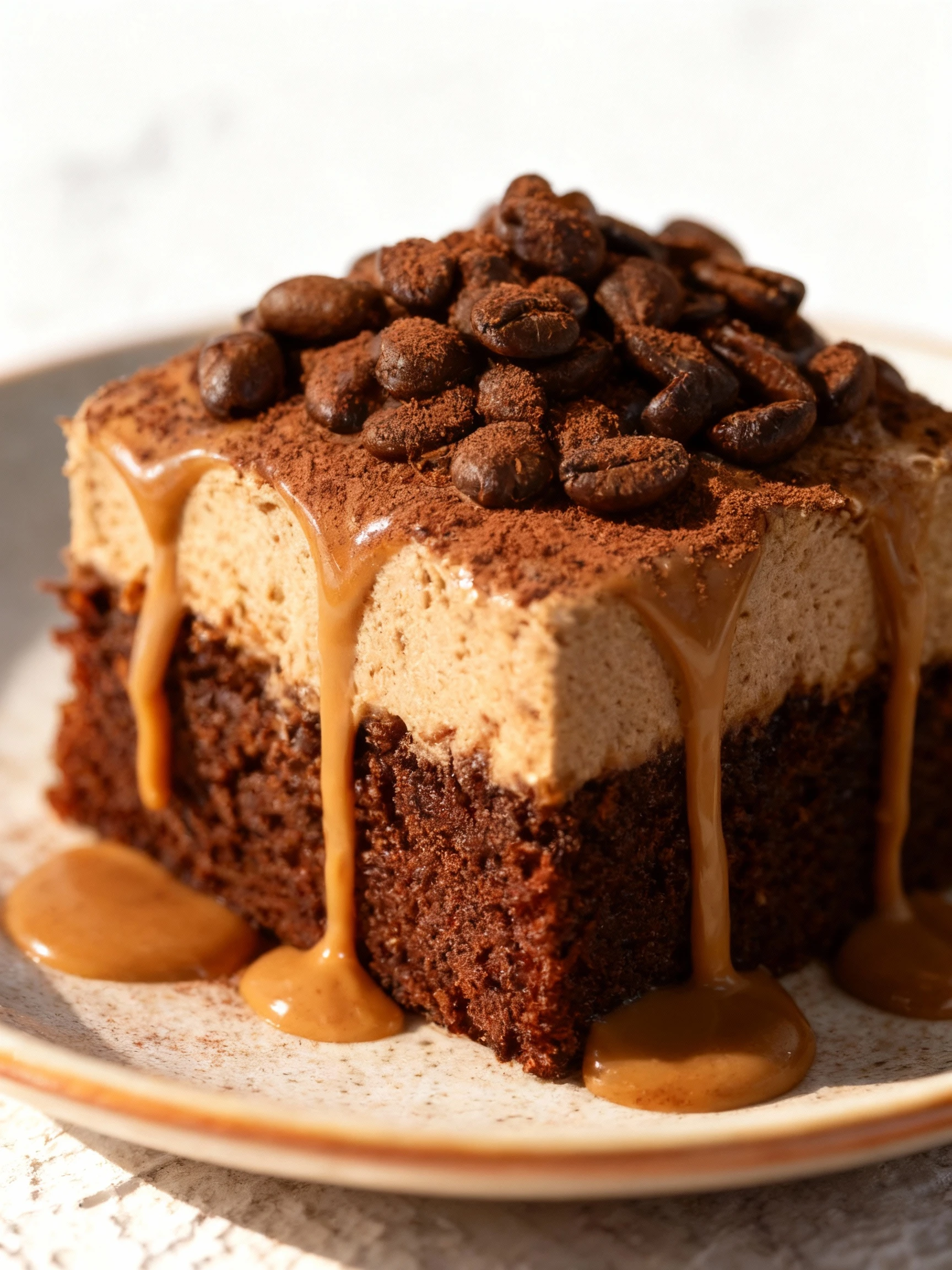 Espresso Infused Mocha Poke Cake finished