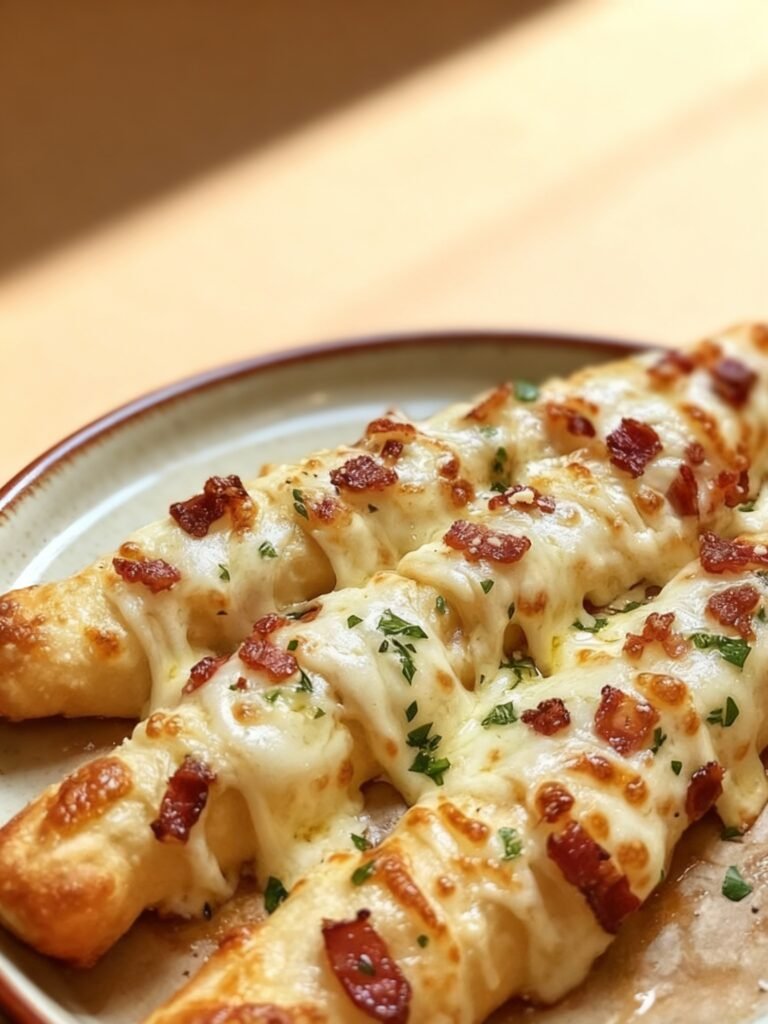 Garlic Butter Bacon Alfredo Pizza Twists Recipe