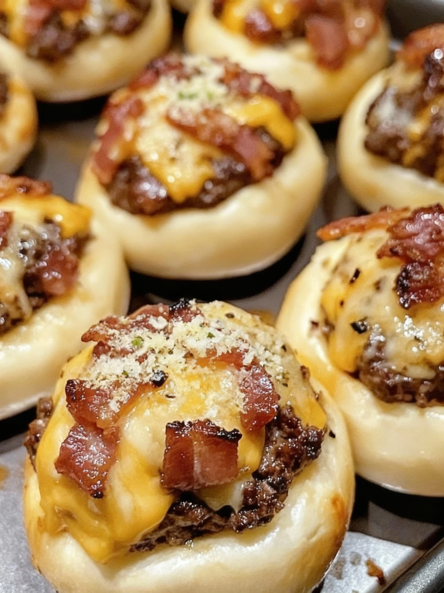 Garlic Parmesan Cheeseburger Bombs finished