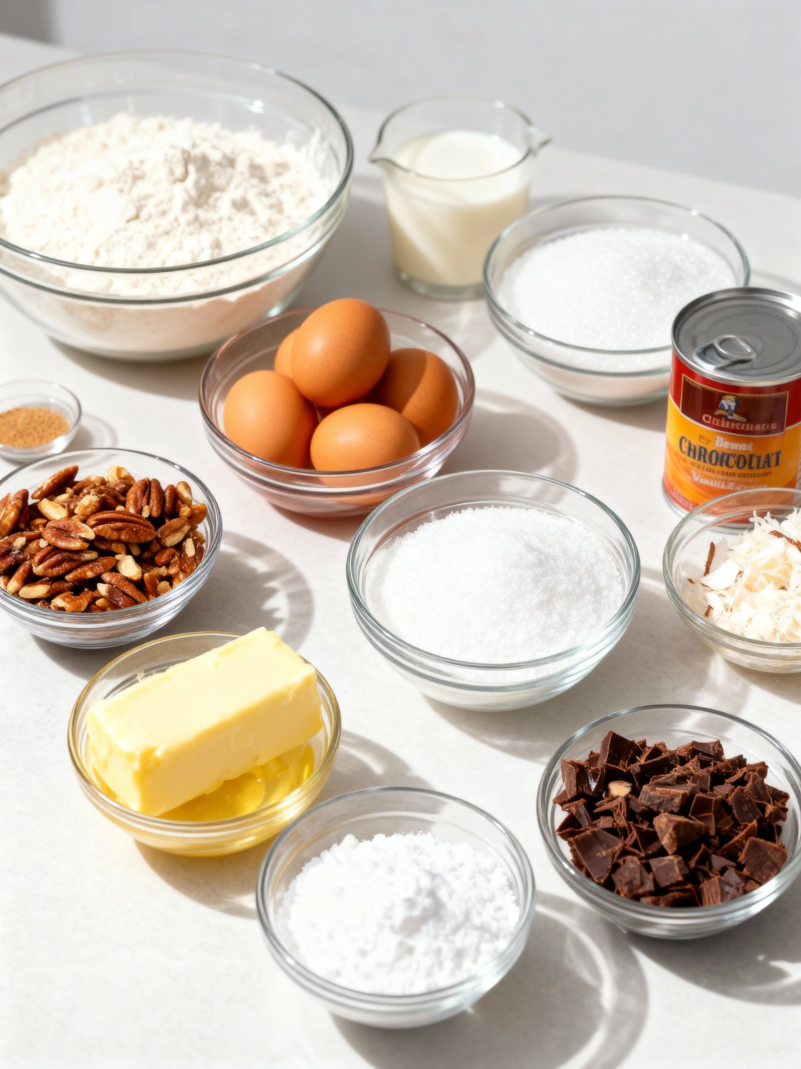 German Chocolate Pecan Pound Cake ingredients