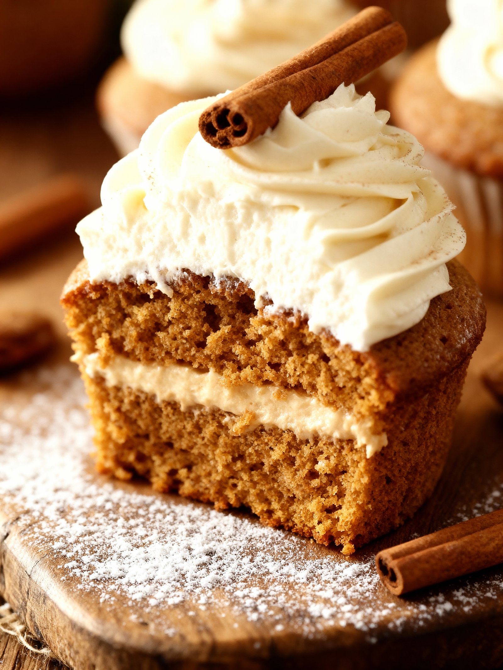 Gingerbread Cupcakes with Cinnamon Frosting finished