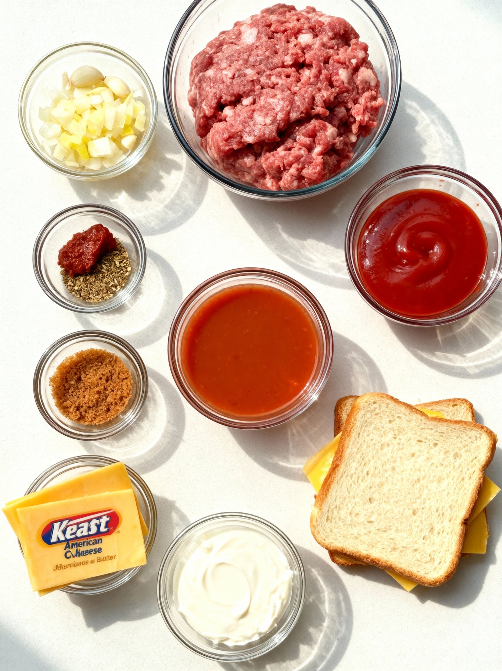 Grilled Cheese Sloppy Joes ingredients