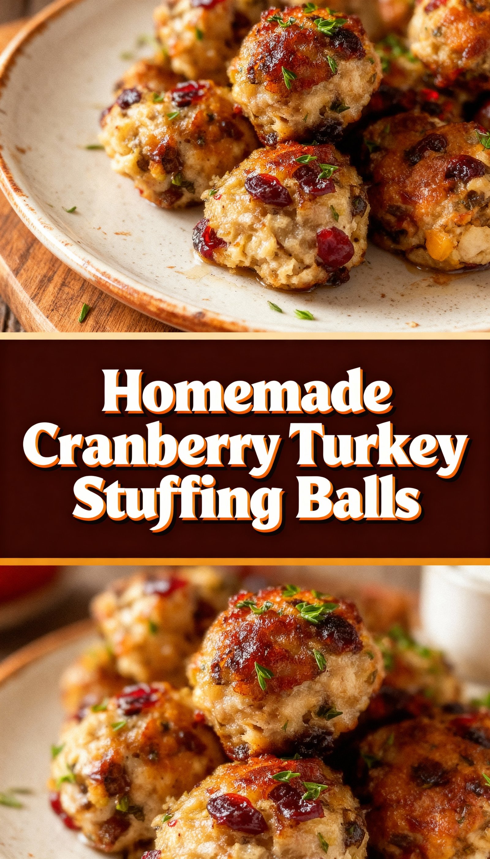 Homemade Cranberry Turkey Stuffing Balls finished
