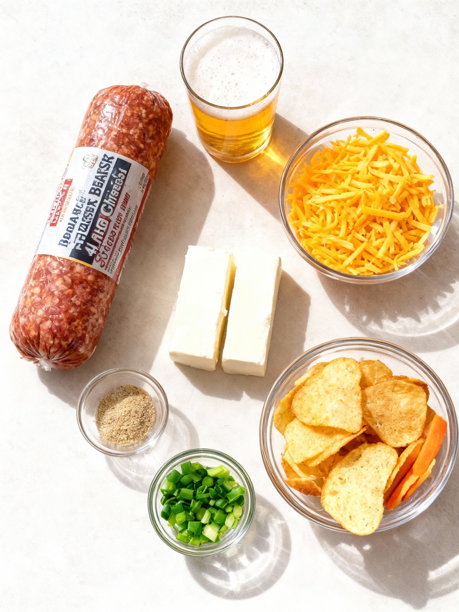 Hot Sausage Beer Cheese Dip ingredients