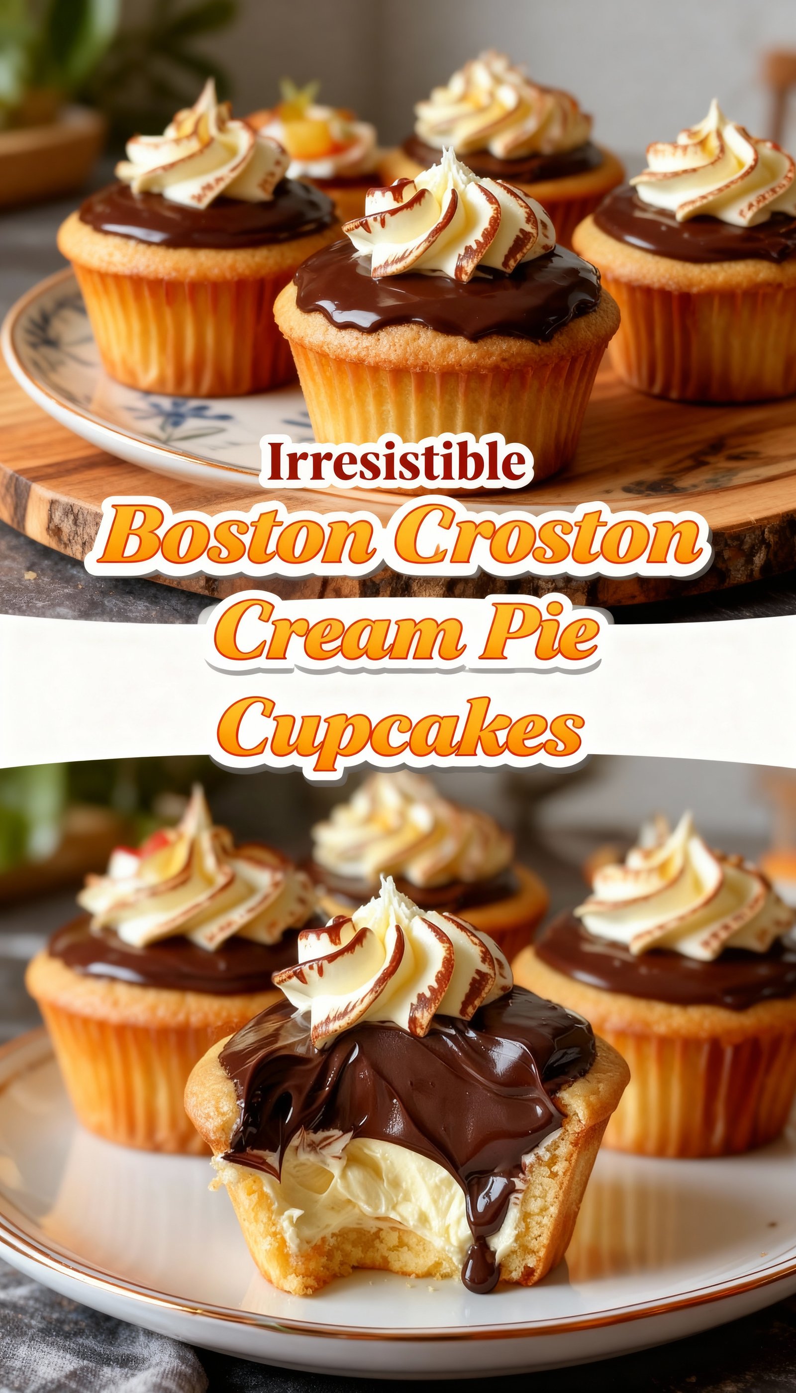 Irresistible Boston Cream Pie Cupcakes finished