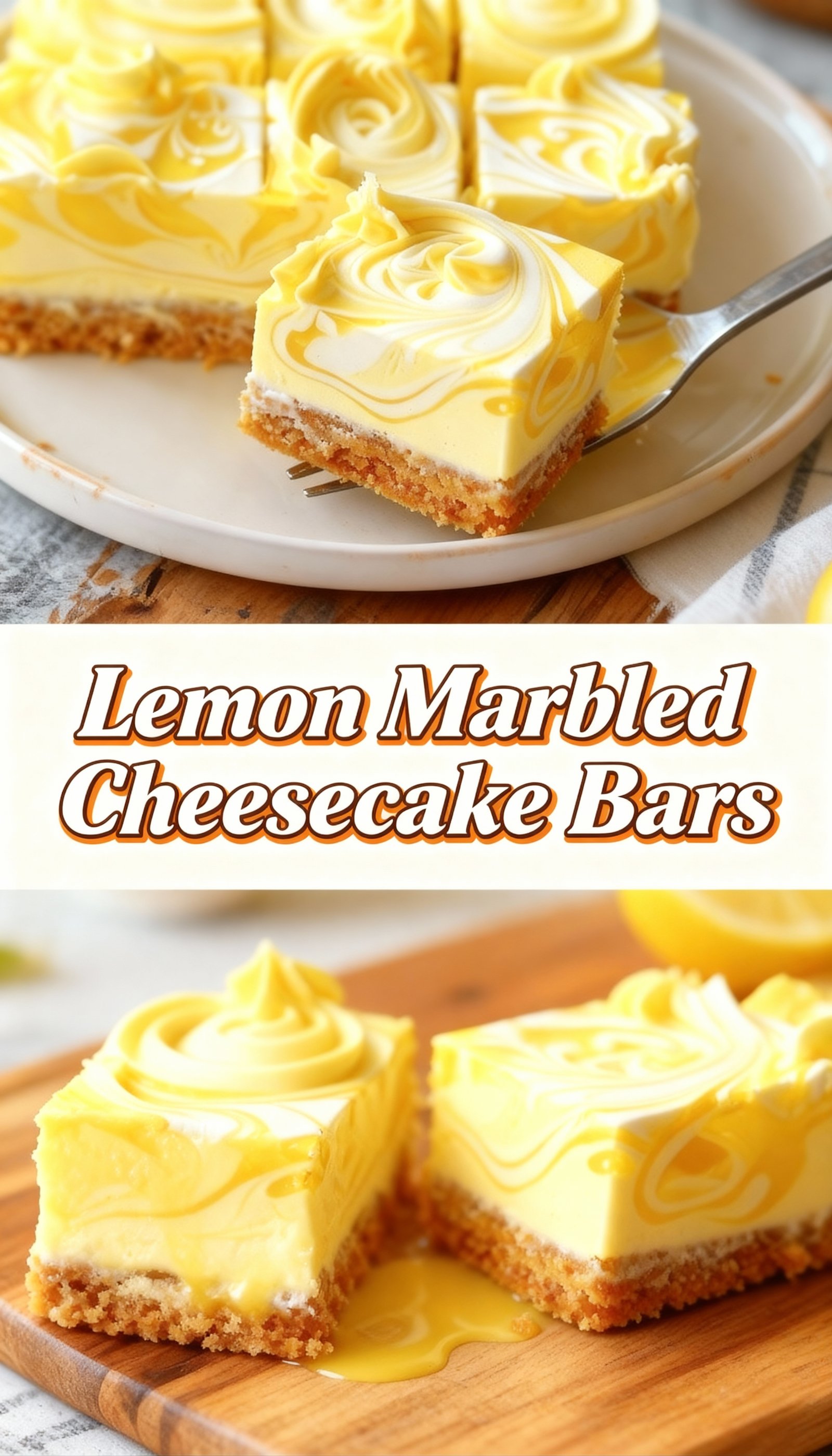 Lemon Marbled Cheesecake Bars finished