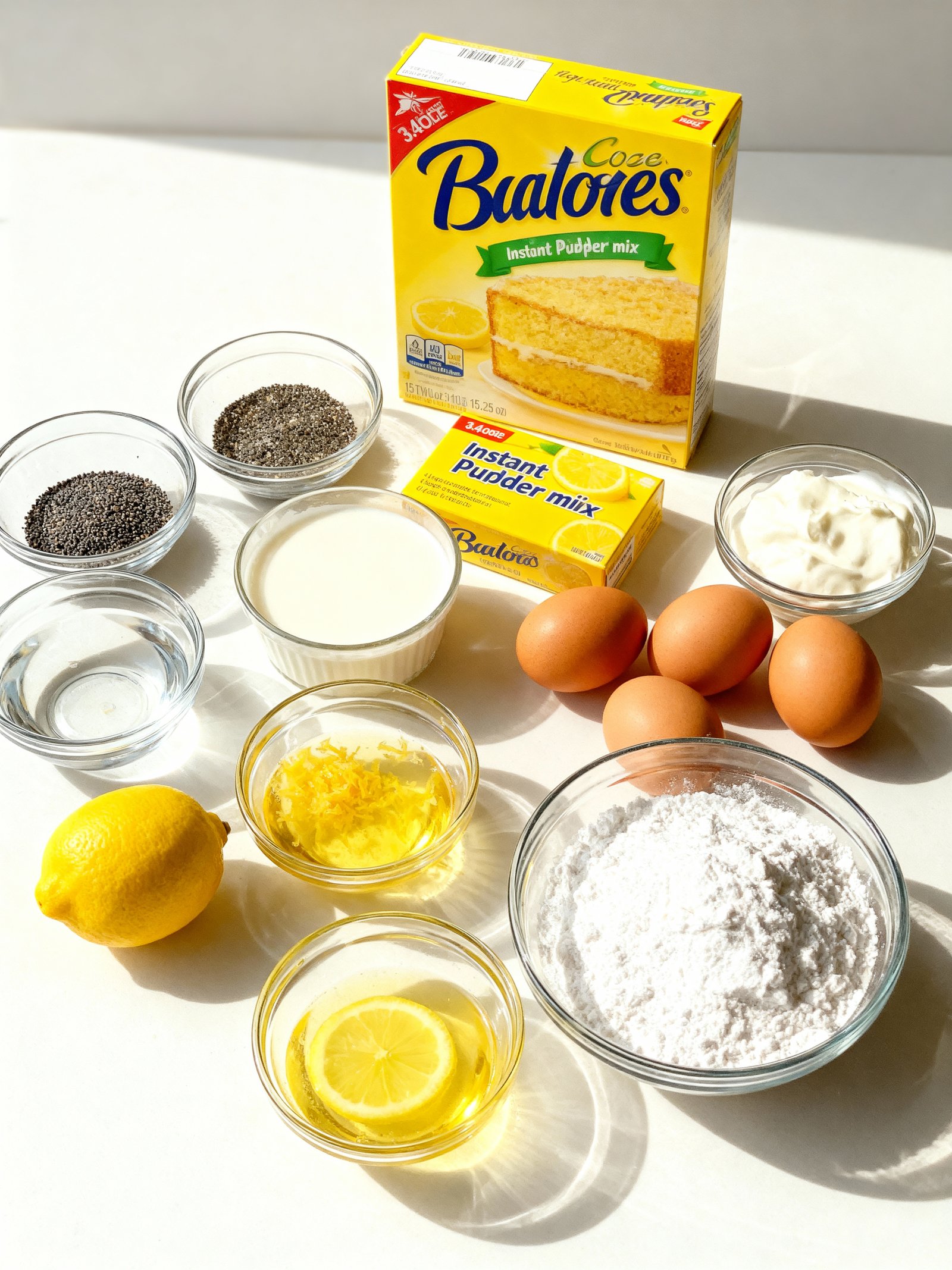 Lemon Poppy Seed Pudding Cake ingredients