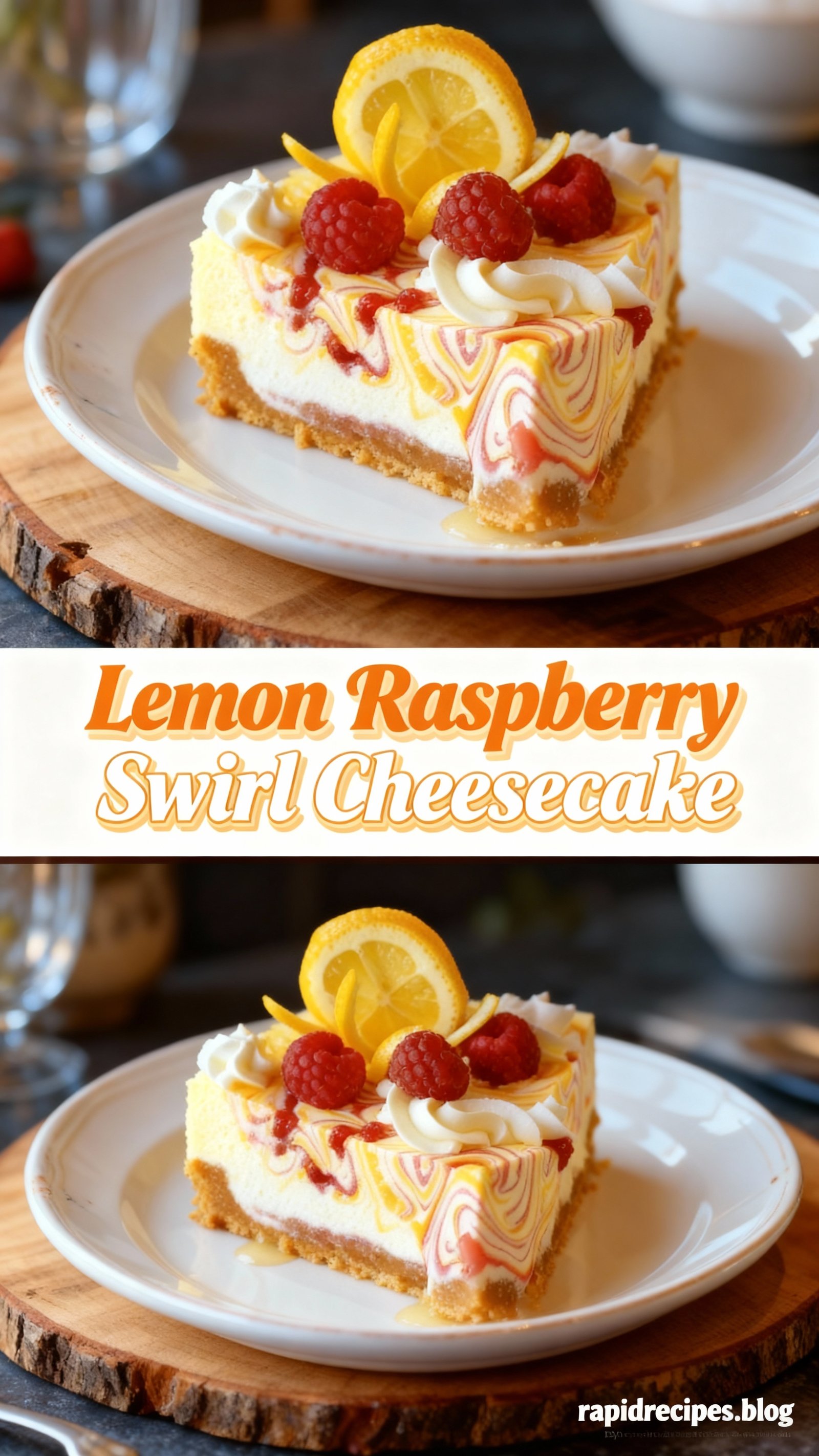Lemon Raspberry Swirl Cheesecake finished