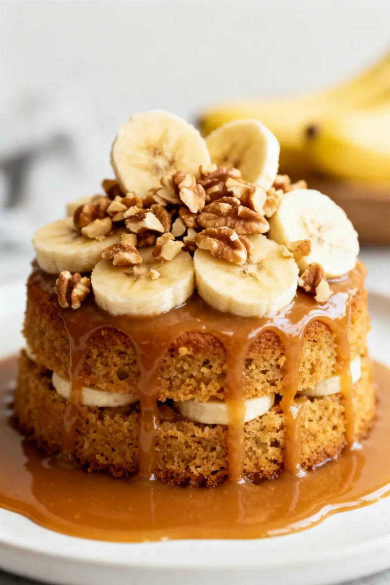 Walnut Banana Caramel Cake