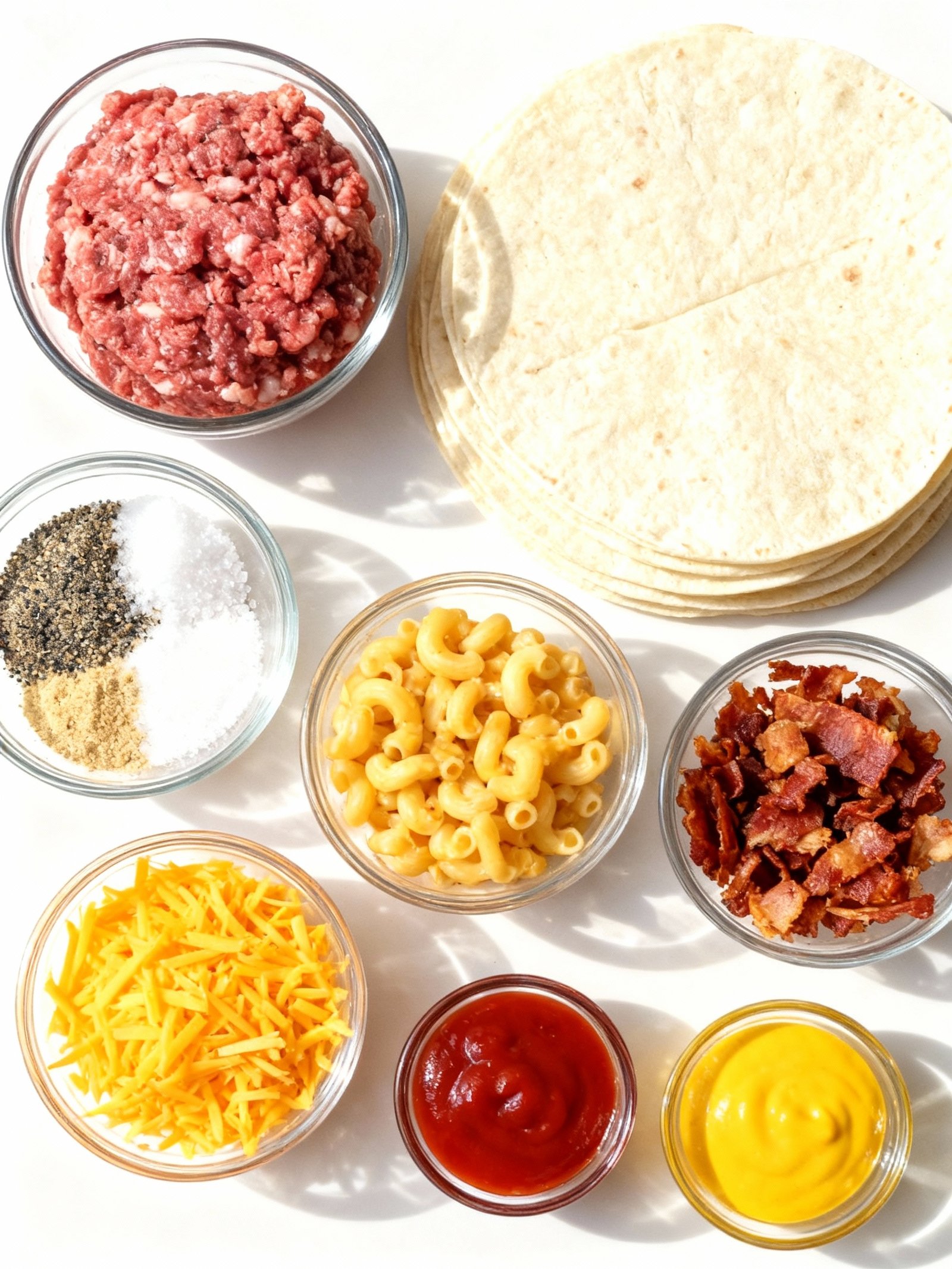 Mac Cheese Bacon Burger Rolls ingredients