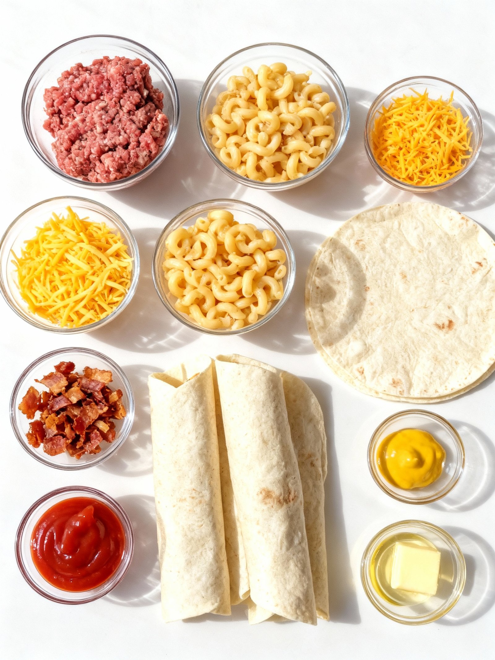 Mac Cheese Bacon Burger Rolls ingredients