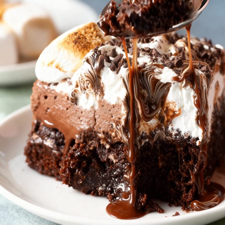 Marshmallow Chocolate Poke Cake Recipe