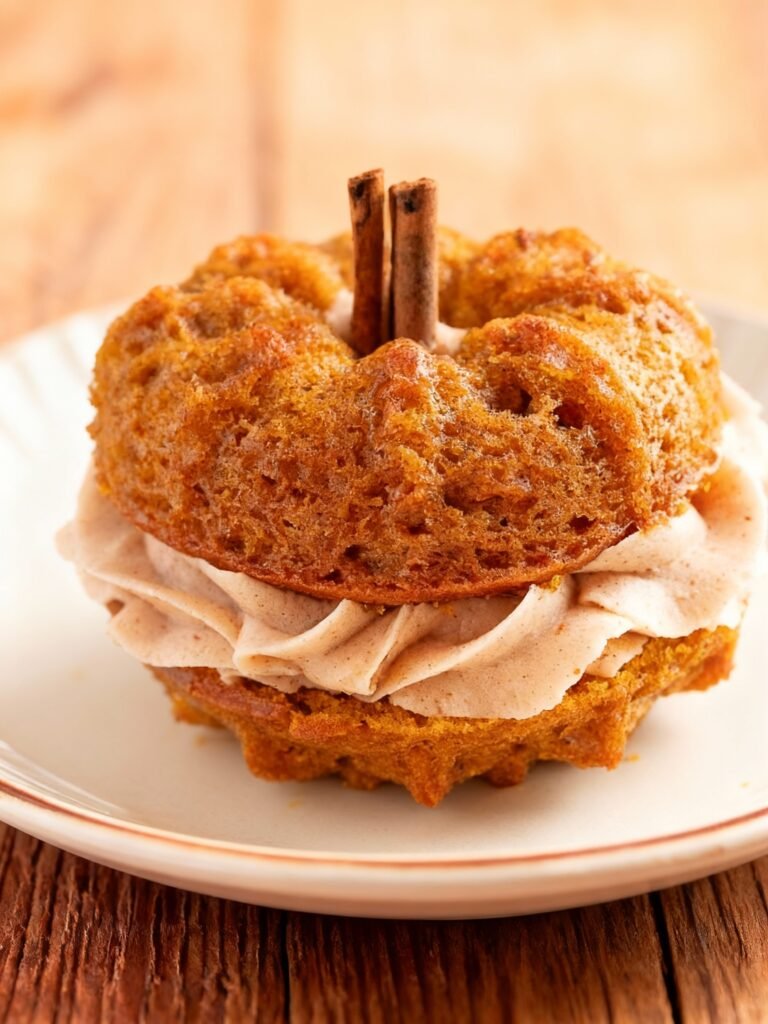 Mini Pumpkin Bundt Cakes with Cinnamon Brown Butter Frosting