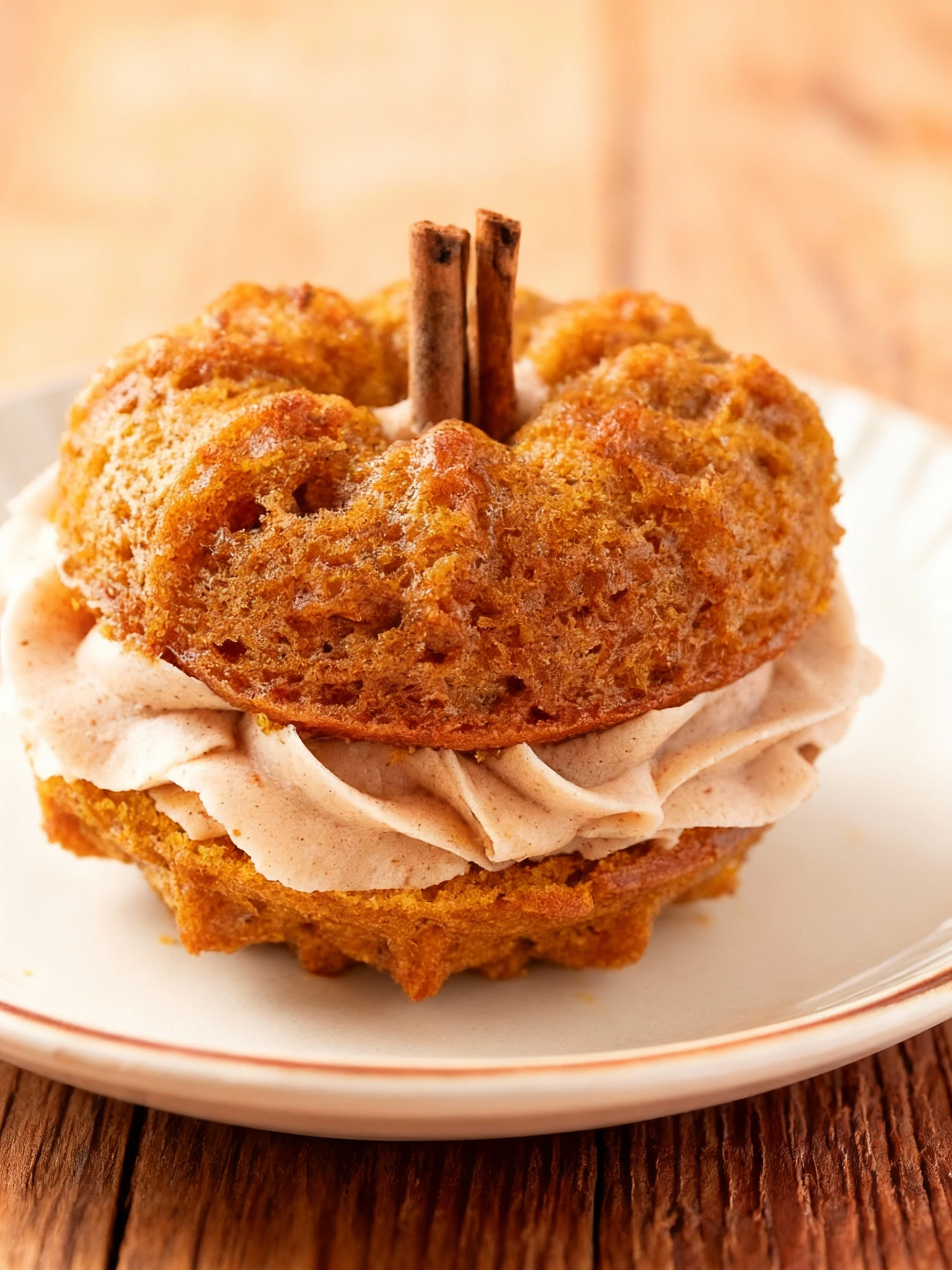 Mini Pumpkin Bundt Cakes with Cinnamon Brown Butter Frosting finished