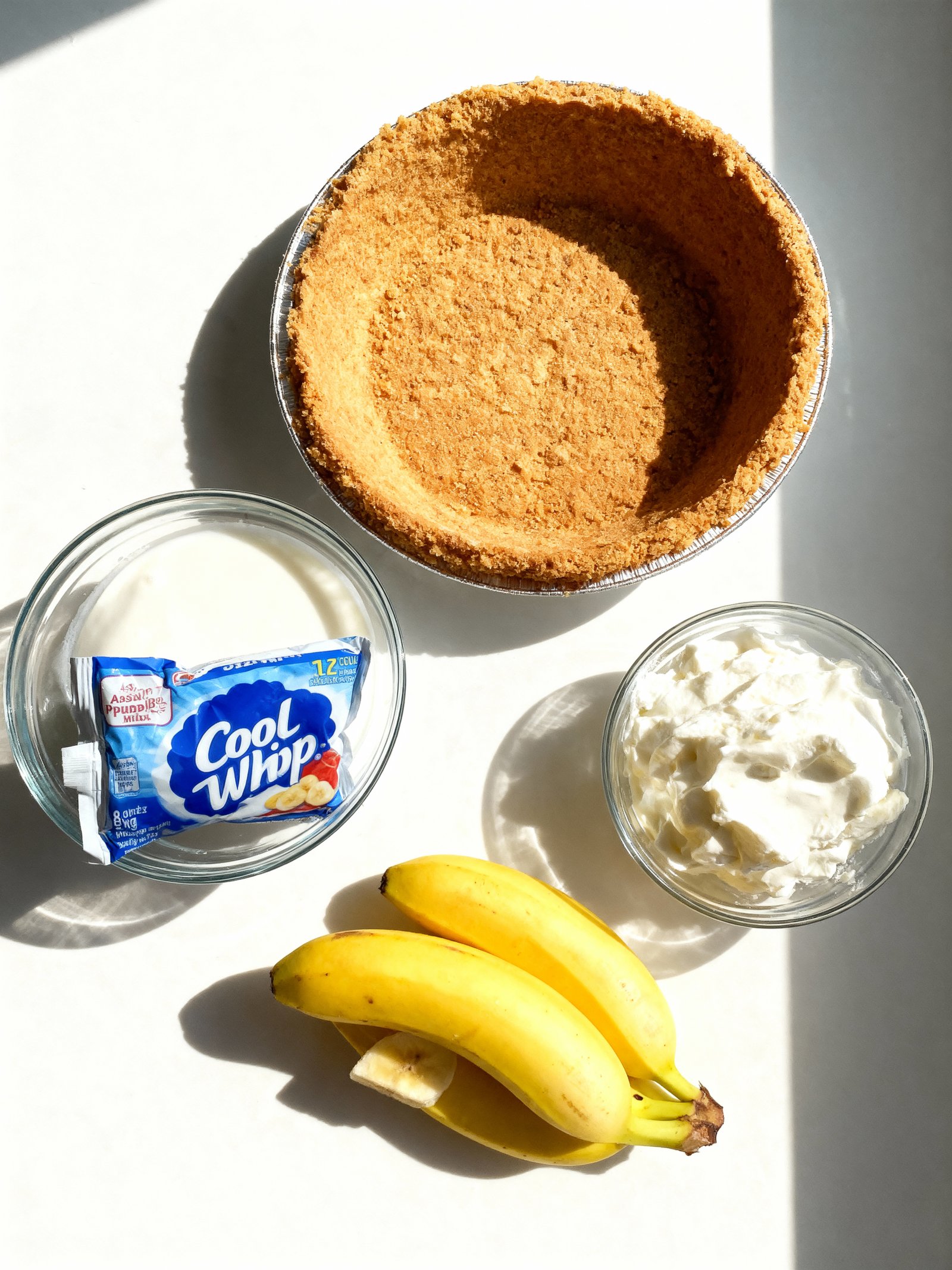 No Bake Banana Cream Pies ingredients