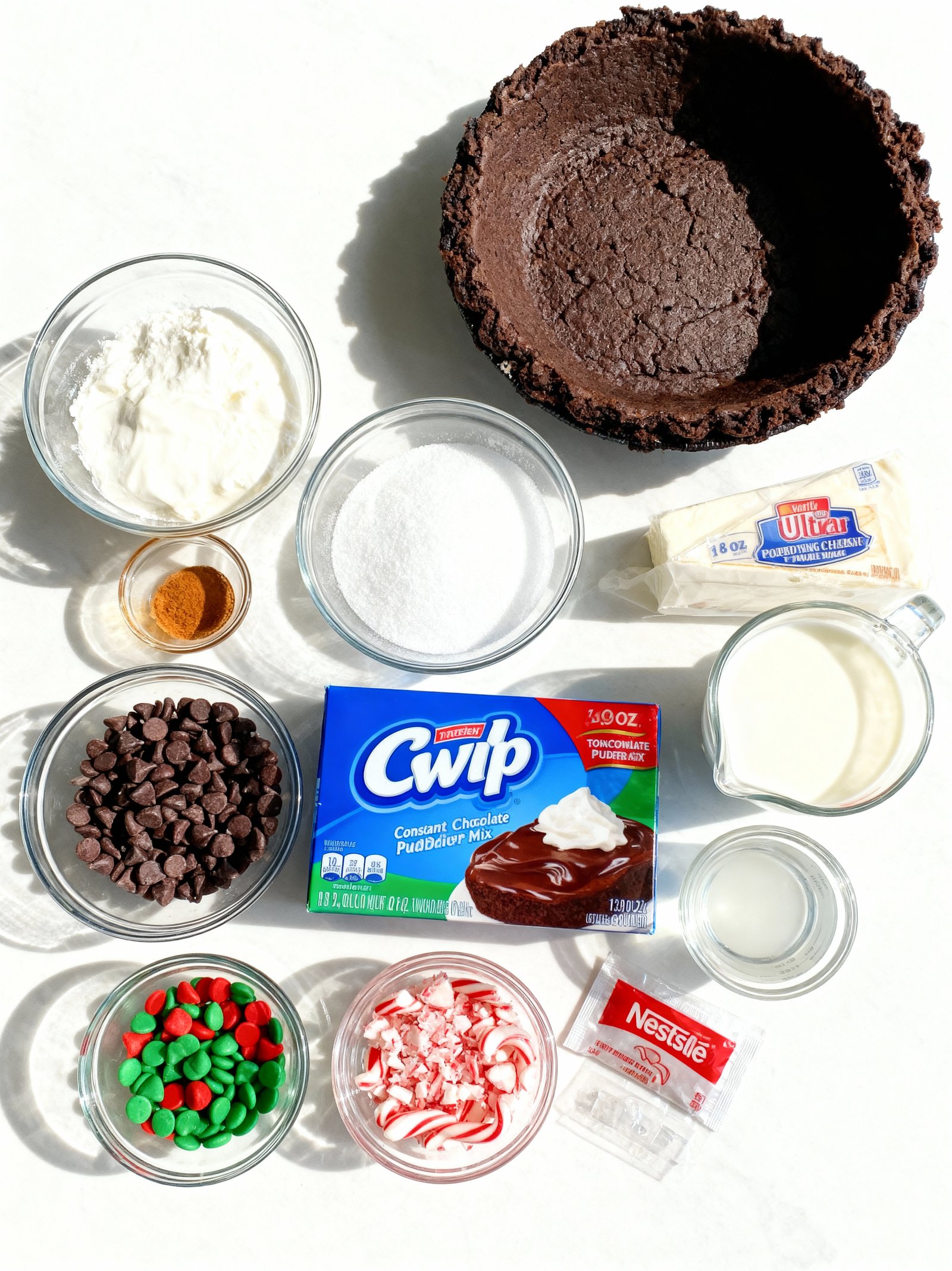 No Bake Candy Cane Pie ingredients