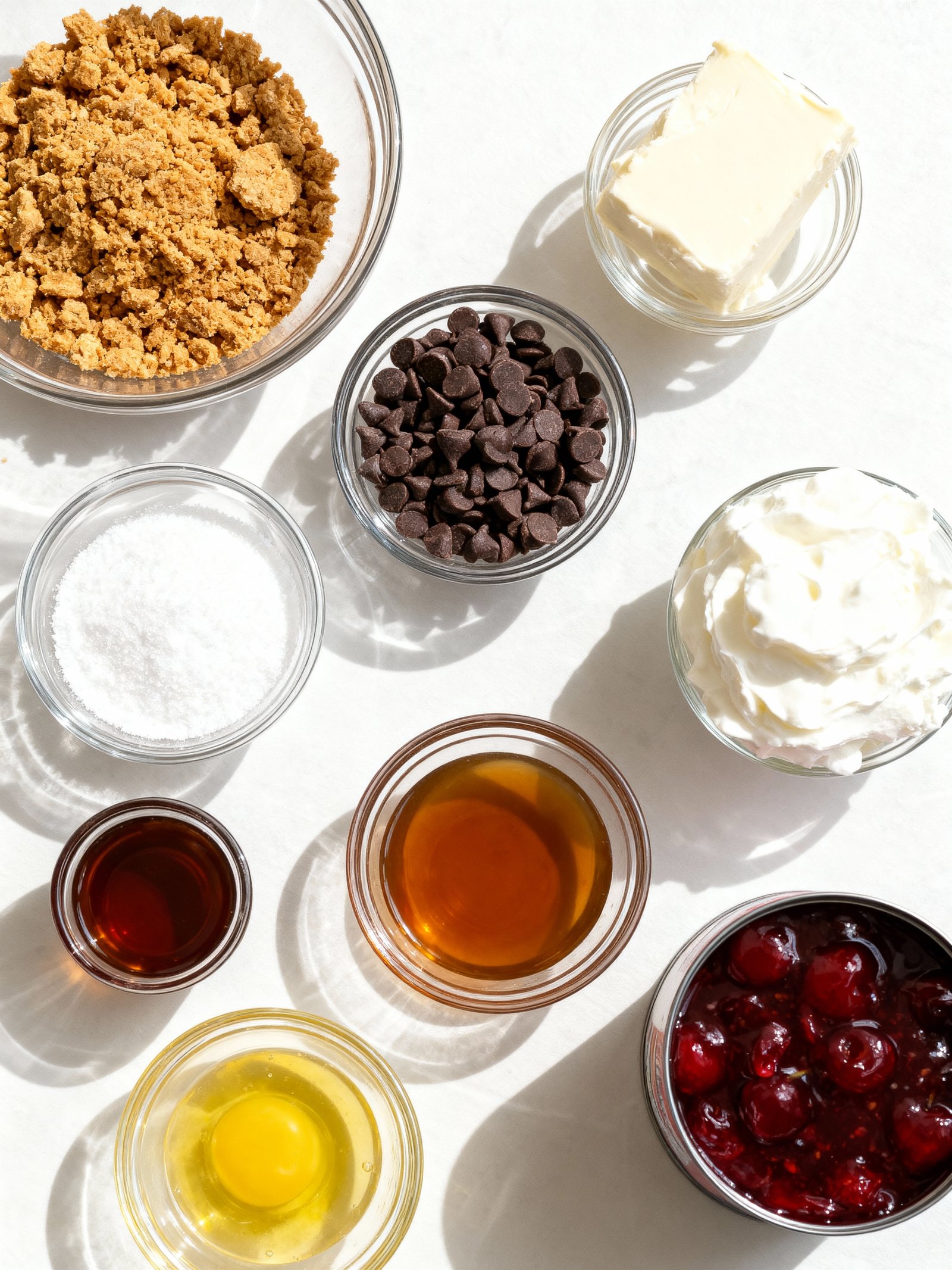 No Bake Chocolate Cherry Pie ingredients