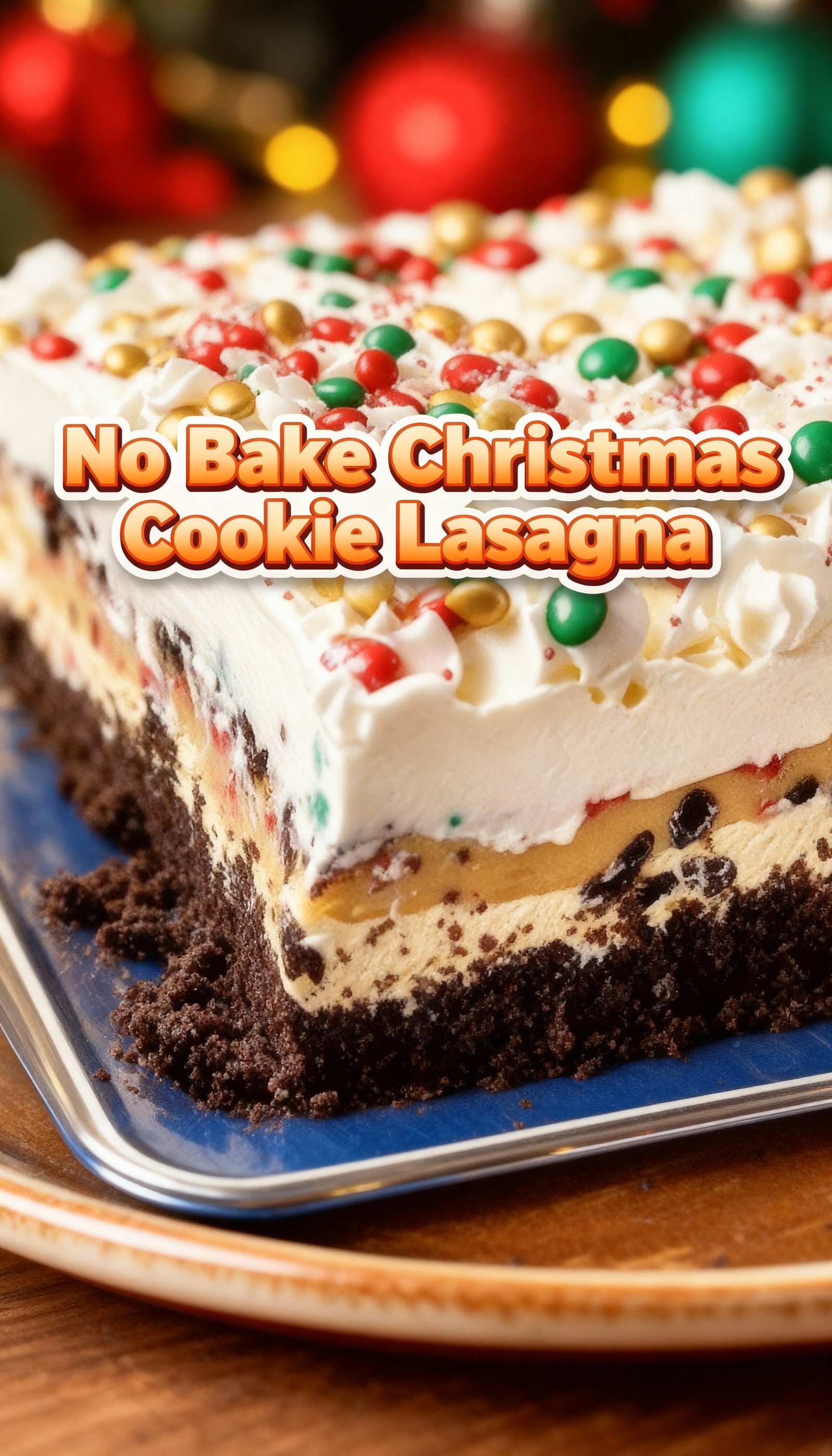 No Bake Christmas Cookie Lasagna finished