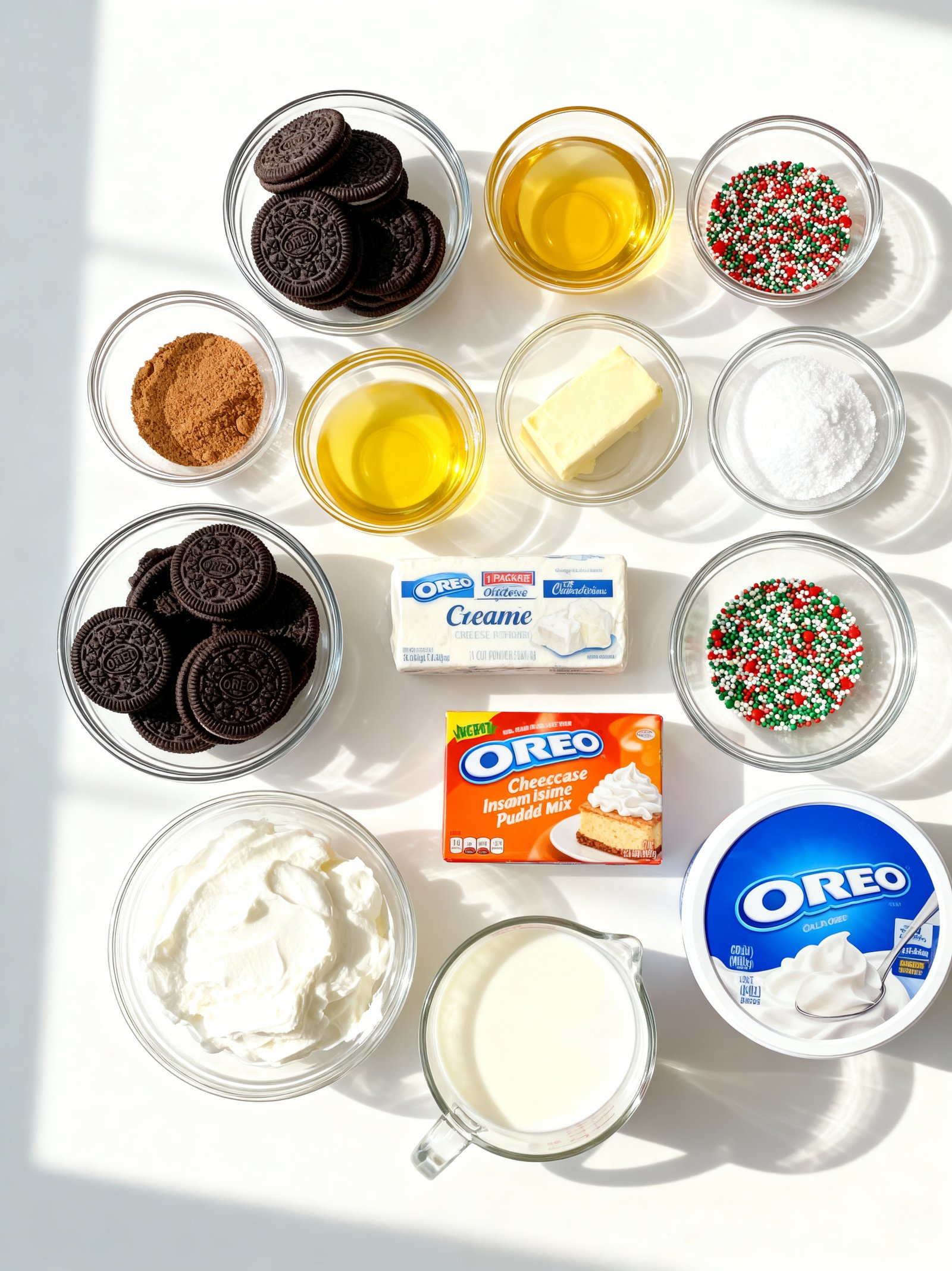 No Bake Christmas Cookie Lasagna ingredients