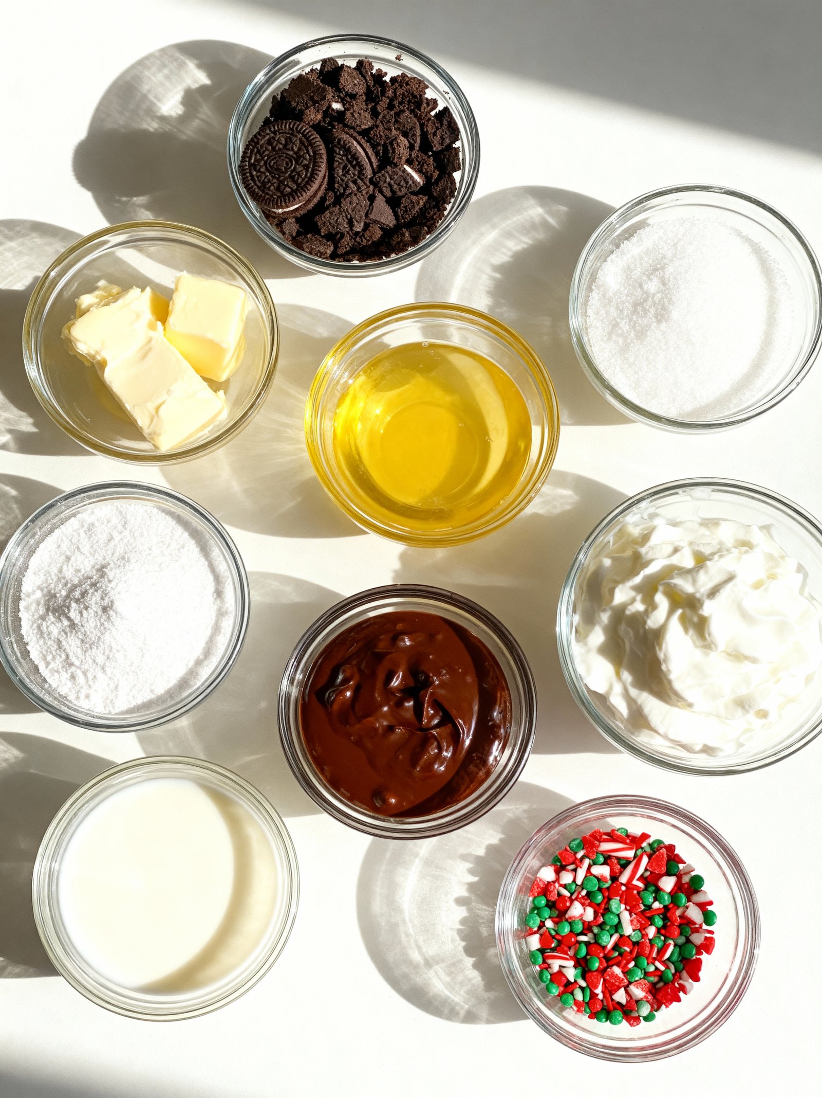 No Bake Christmas Cookie Lasagna ingredients
