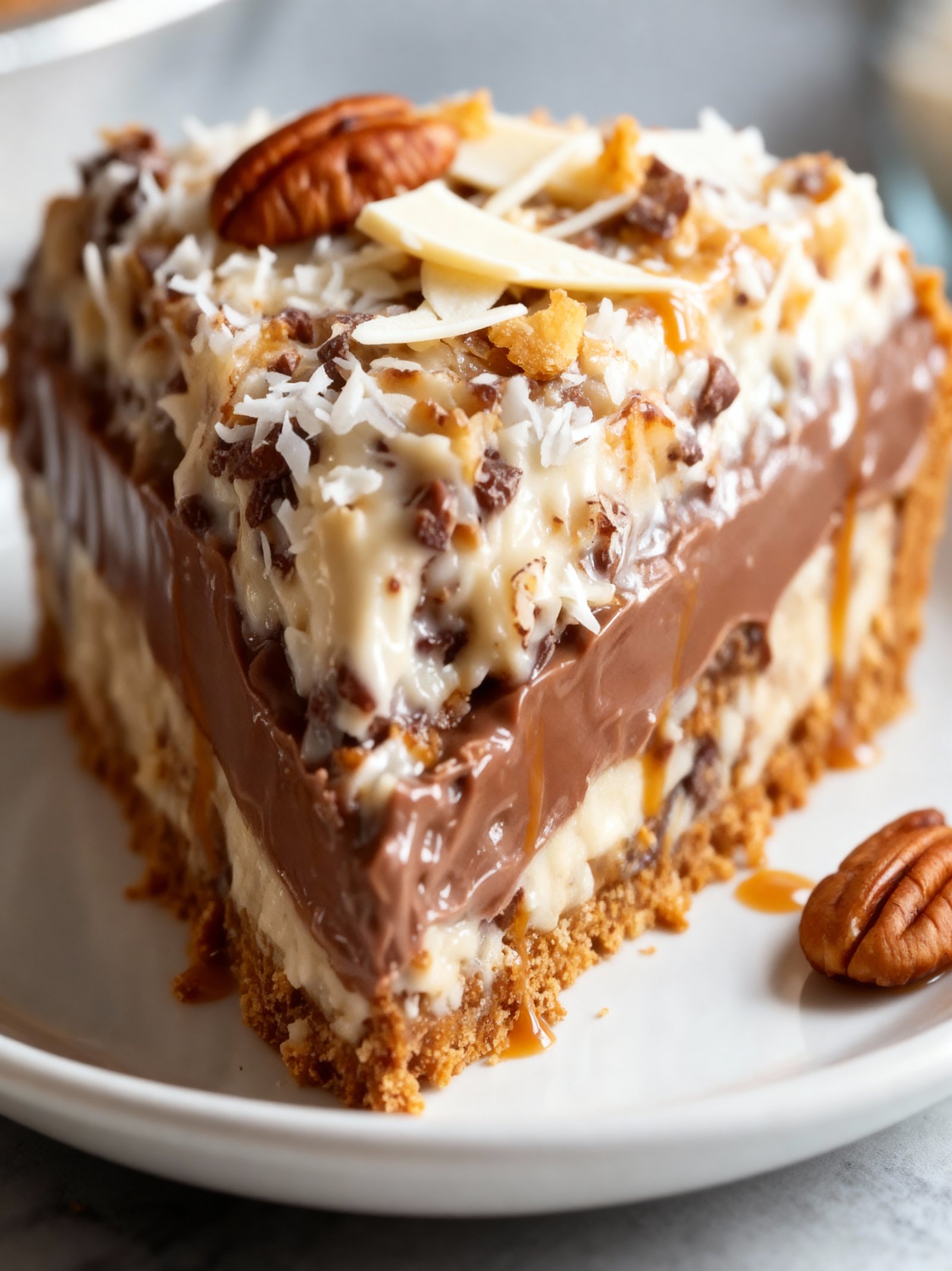 No Bake German Chocolate Pie finished