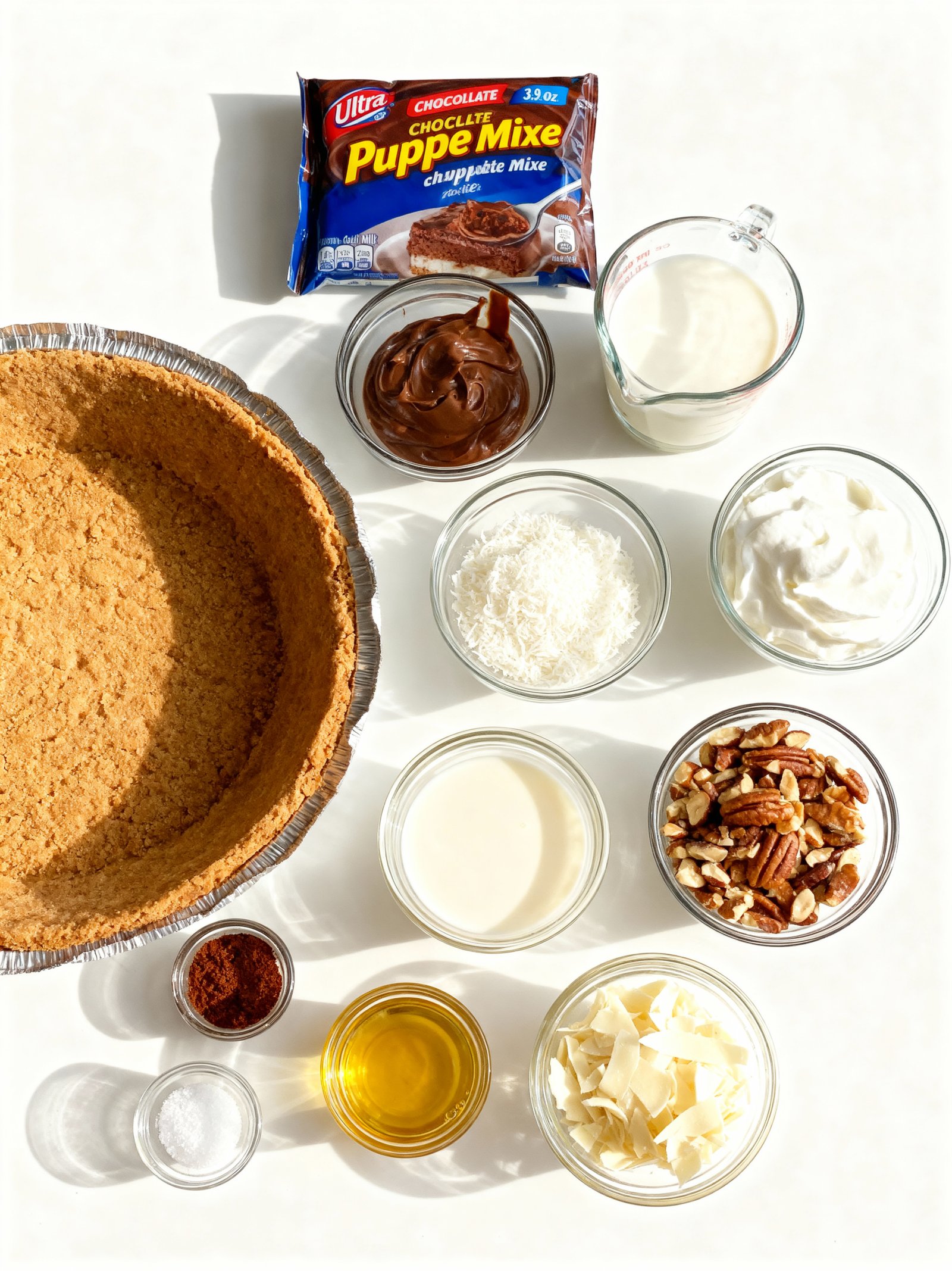 No Bake German Chocolate Pie ingredients