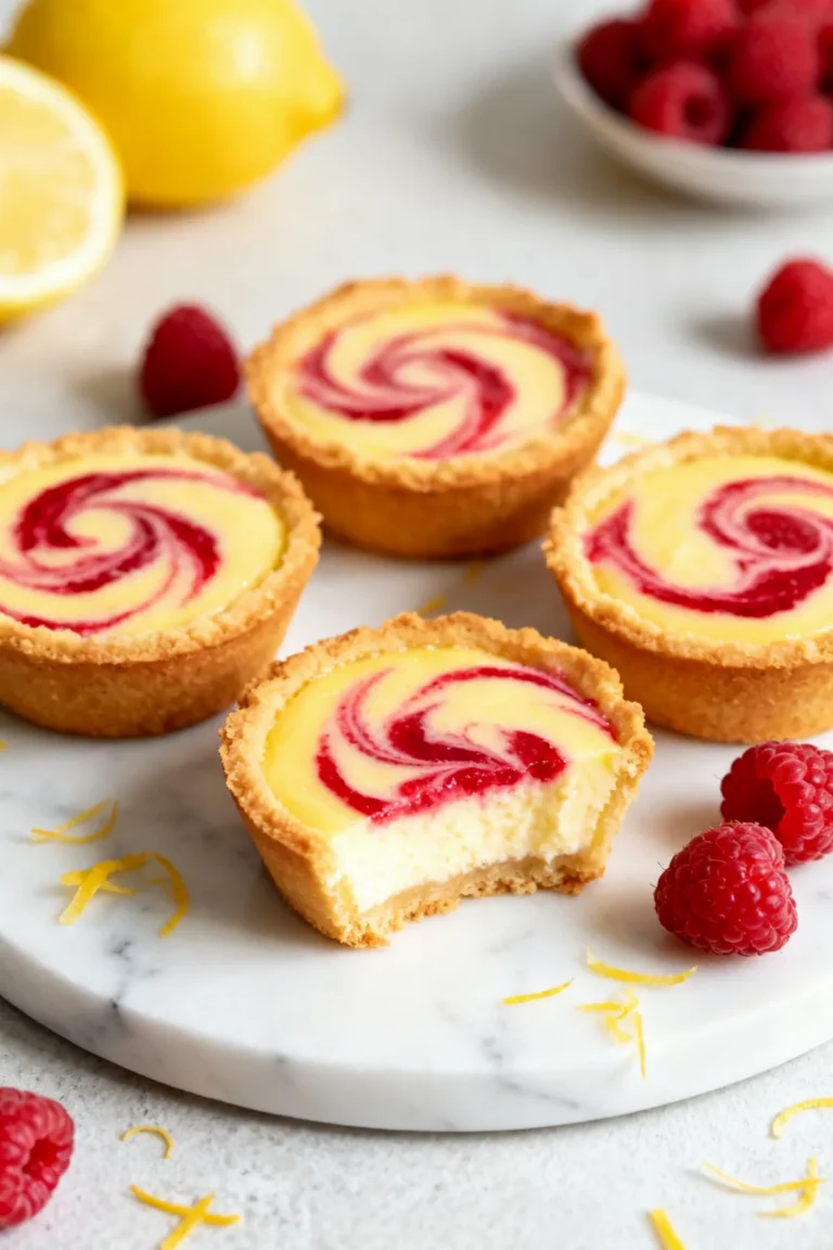 No Bake Mini Lemon Raspberry Cheesecakes