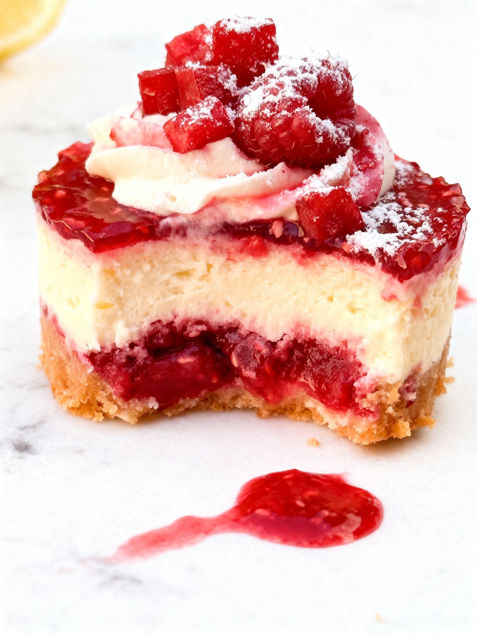 No Bake Mini Lemon Raspberry Cheesecakes finished