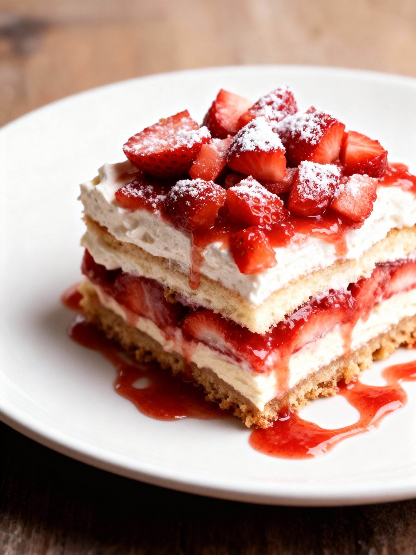 No Bake Strawberry Cheesecake Lasagna finished
