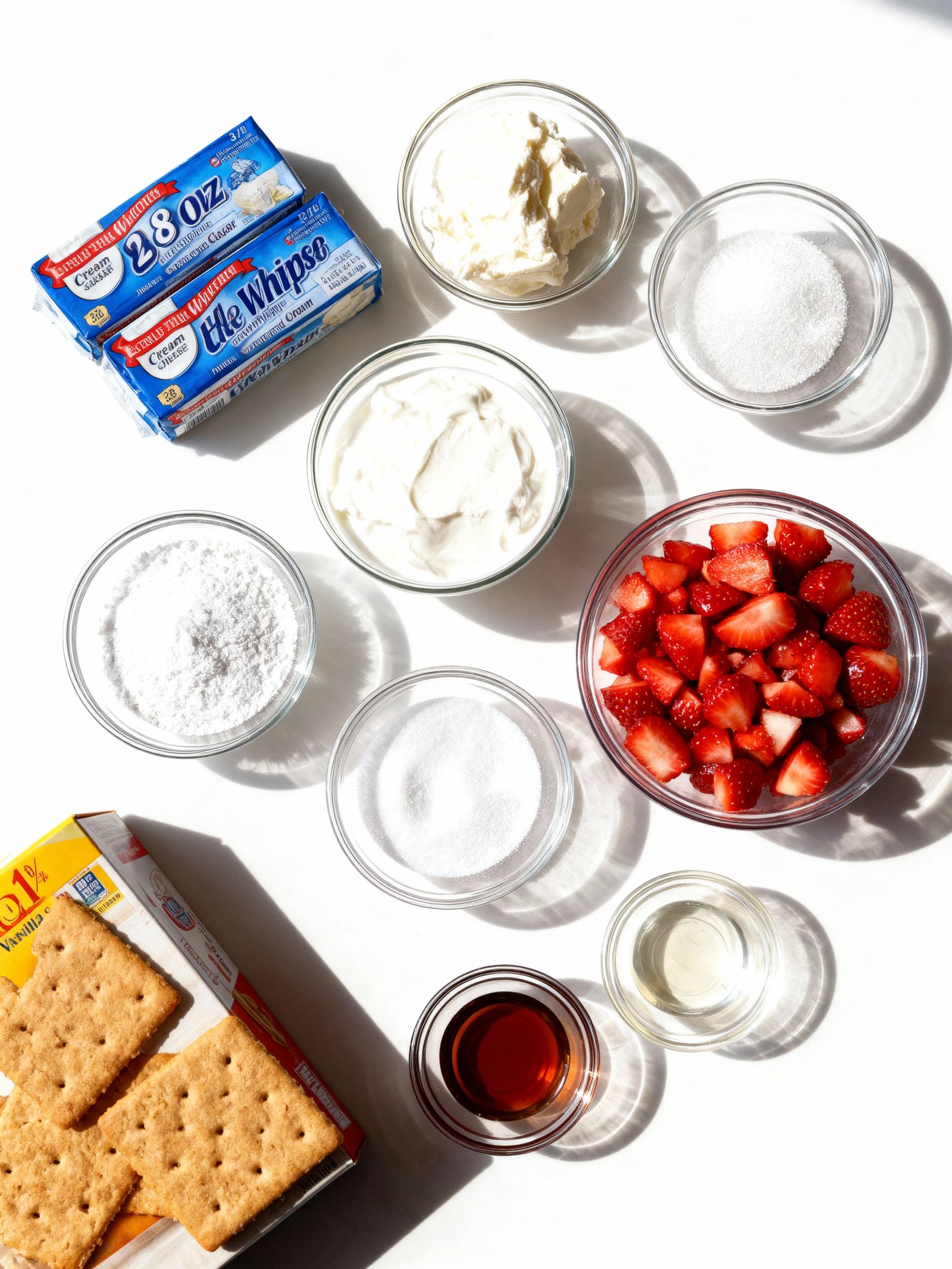 No Bake Strawberry Cheesecake Lasagna ingredients