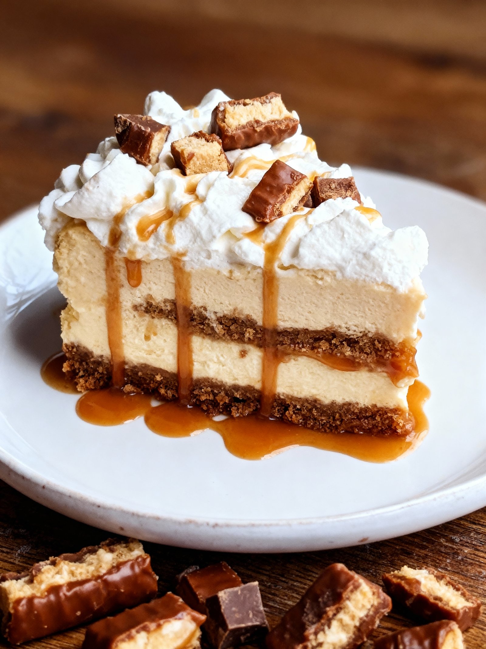 No Bake Twix Cheesecake finished
