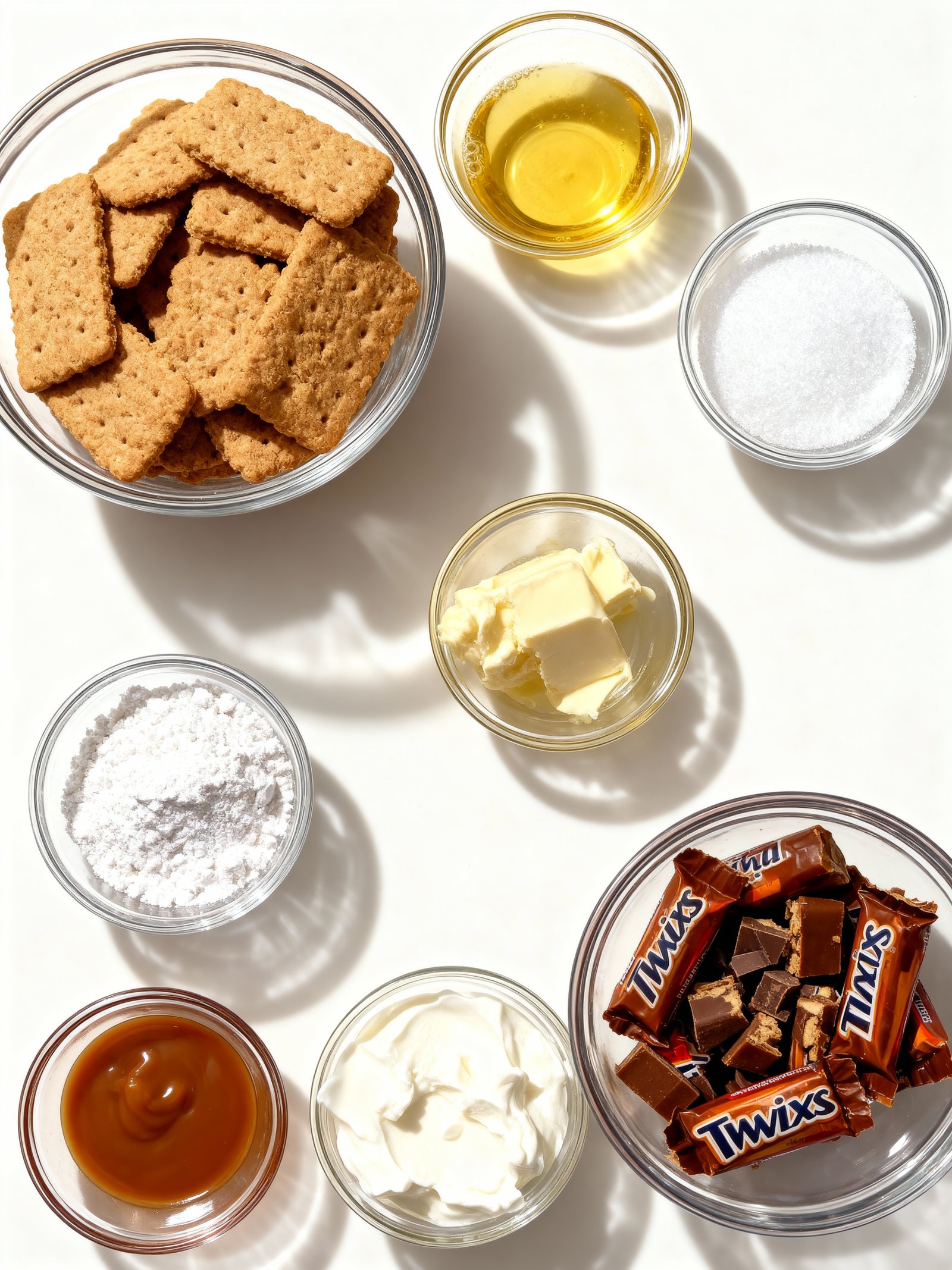 No Bake Twix Cheesecake ingredients