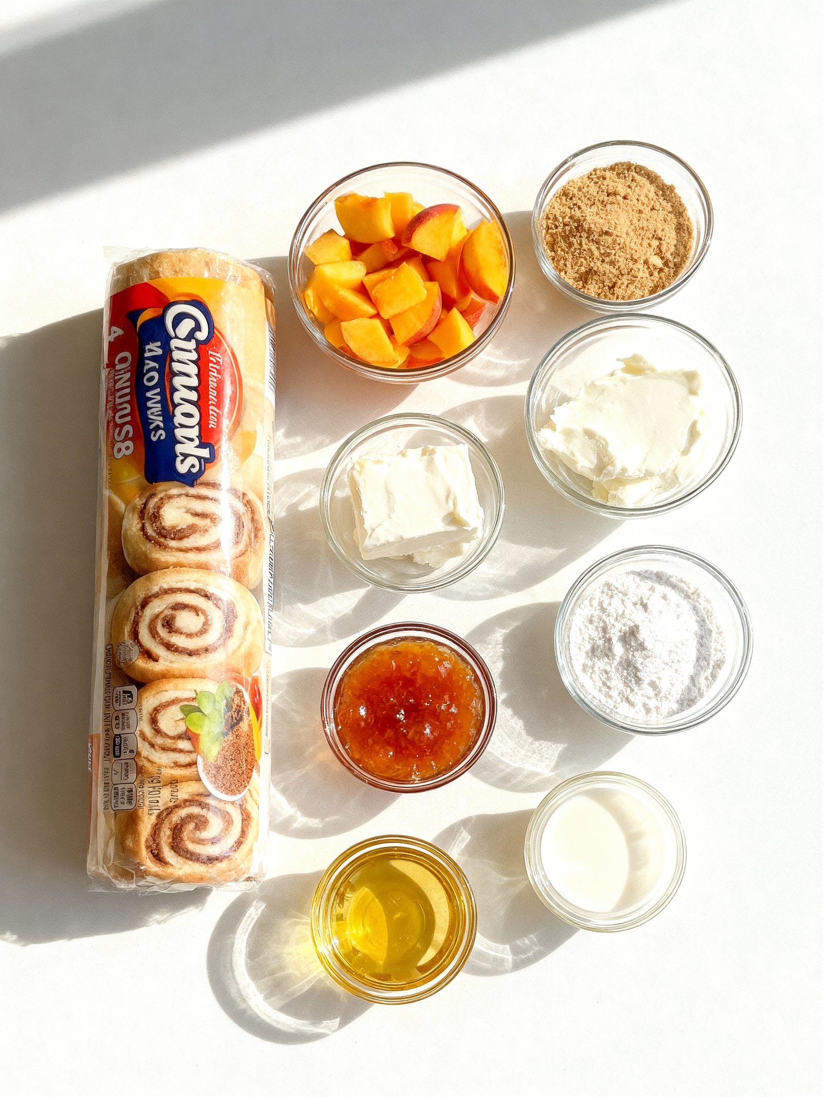 Peach Cheesecake Cinnamon Rolls ingredients