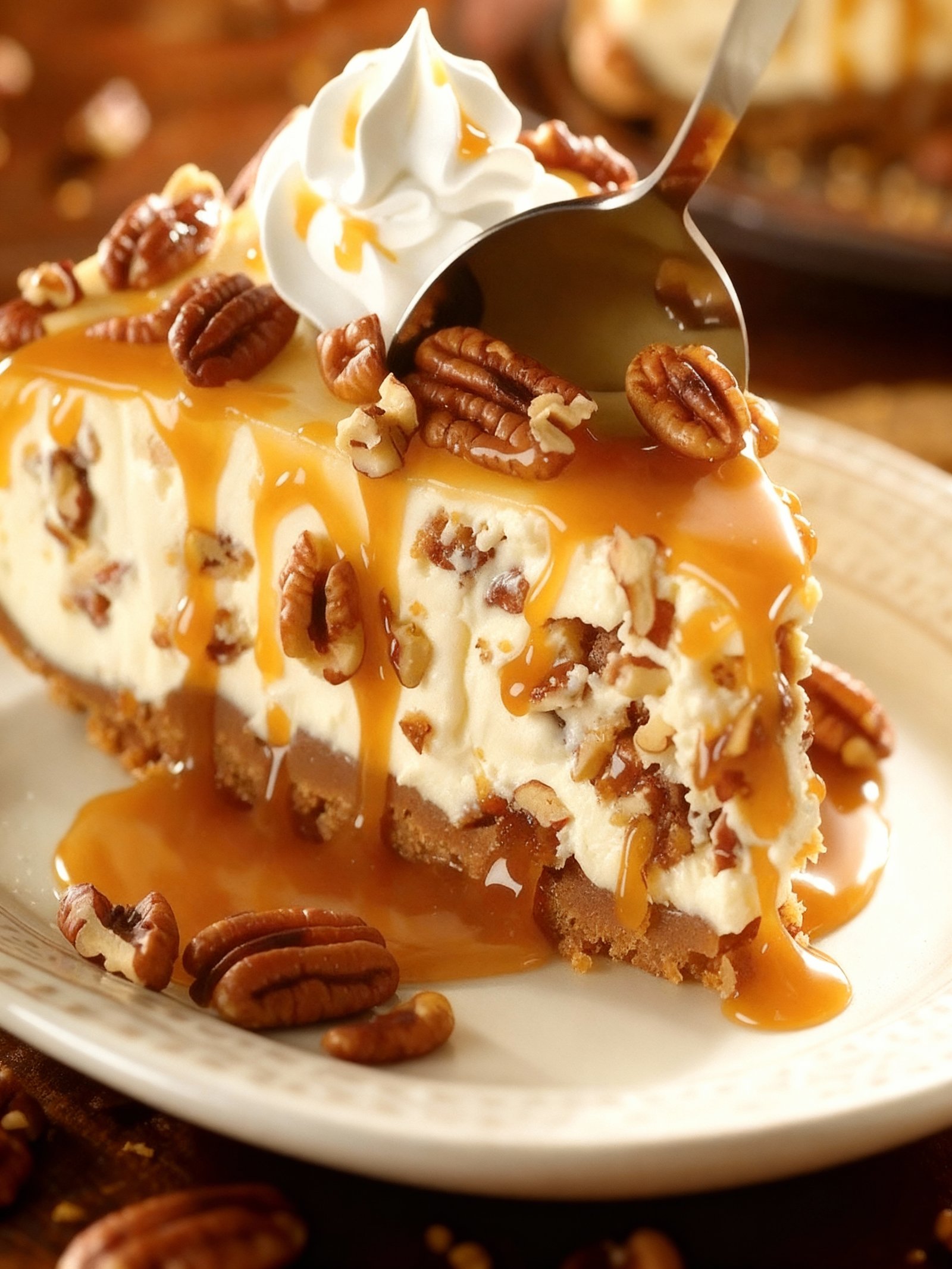 Pecan Caramel Cheesecake finished