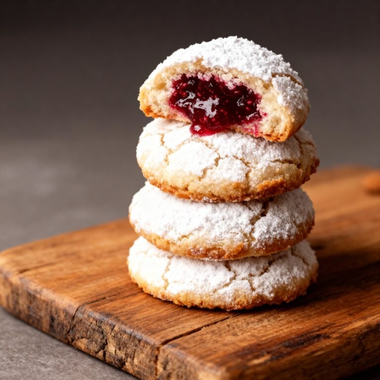 Raspberry Filled Almond Snow Cookies Recipe