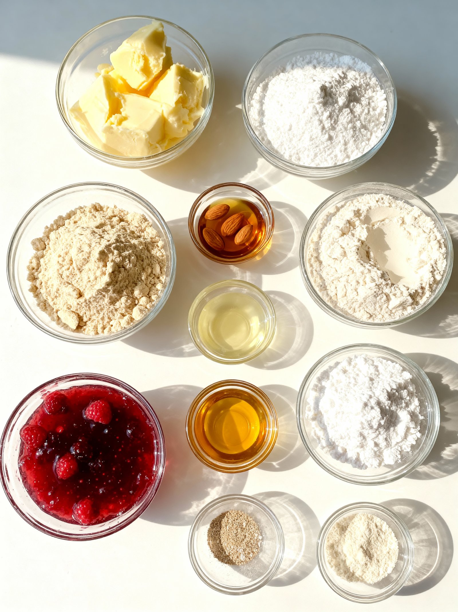 Raspberry Filled Almond Snow Cookies ingredients