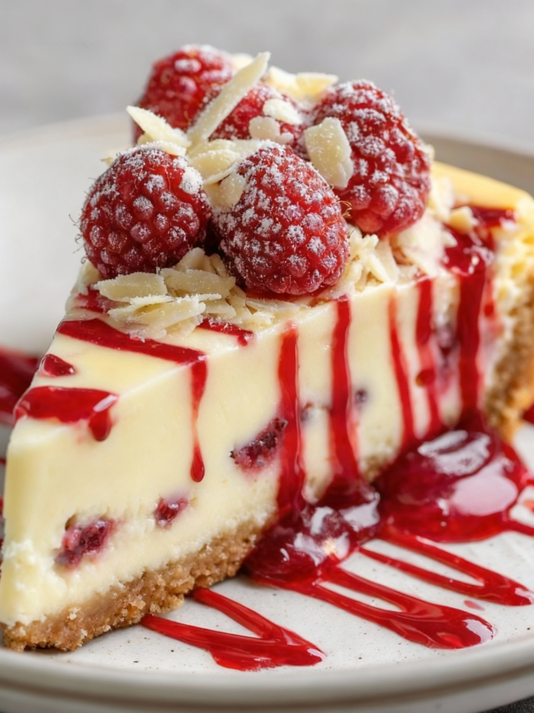 Raspberry White Chocolate Cheesecake finished