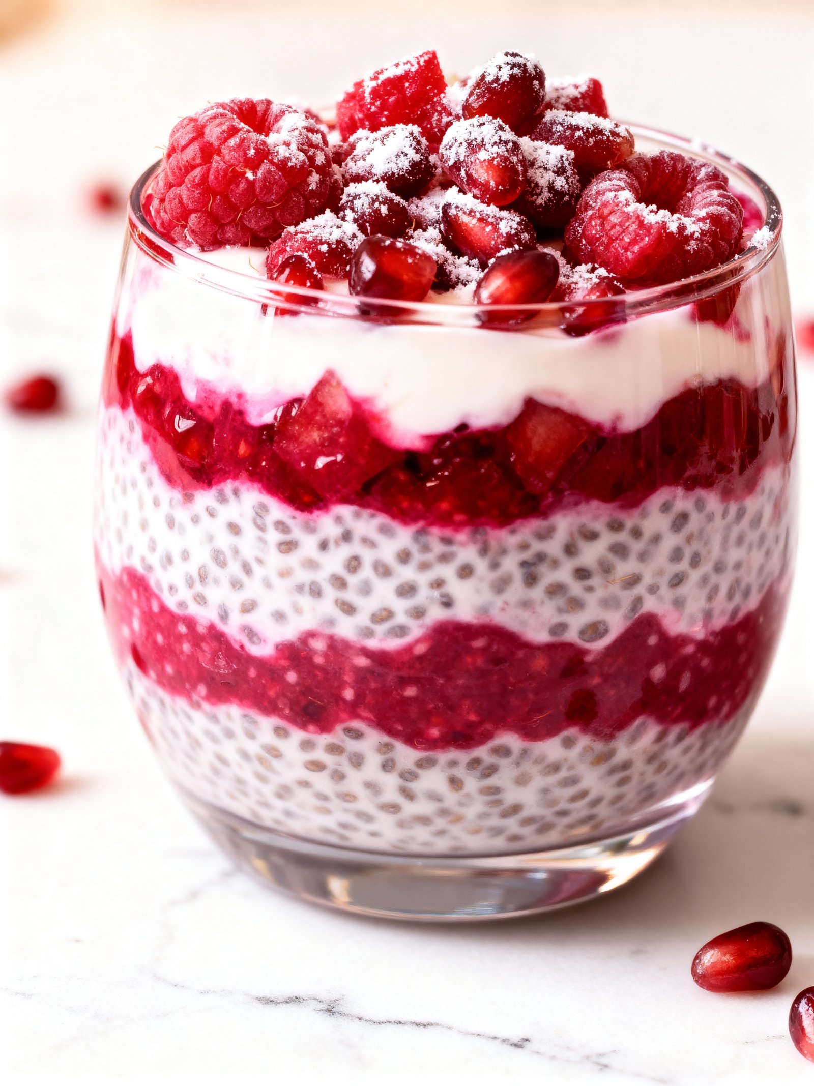Refreshing Pomegranate Raspberry Chia Pudding finished