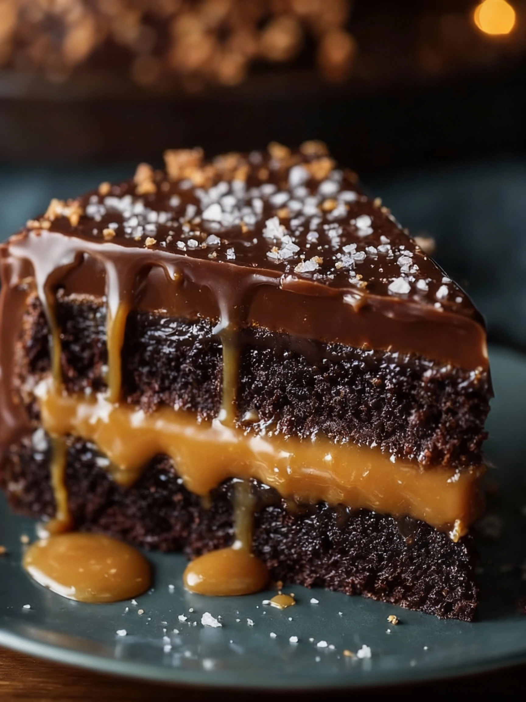 Salted Caramel Chocolate Cake finished