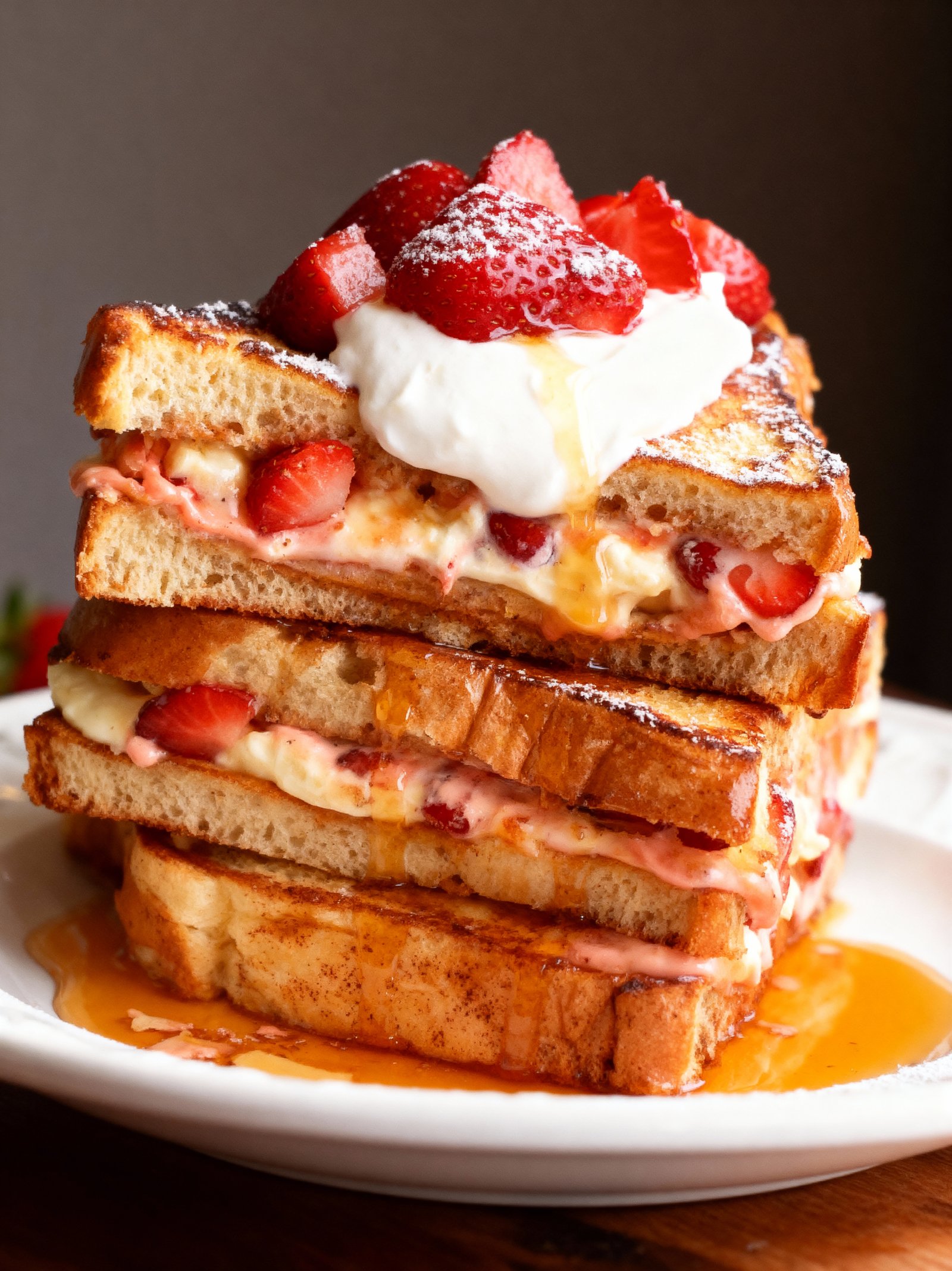Strawberry Cheesecake Stuffed French Toast finished