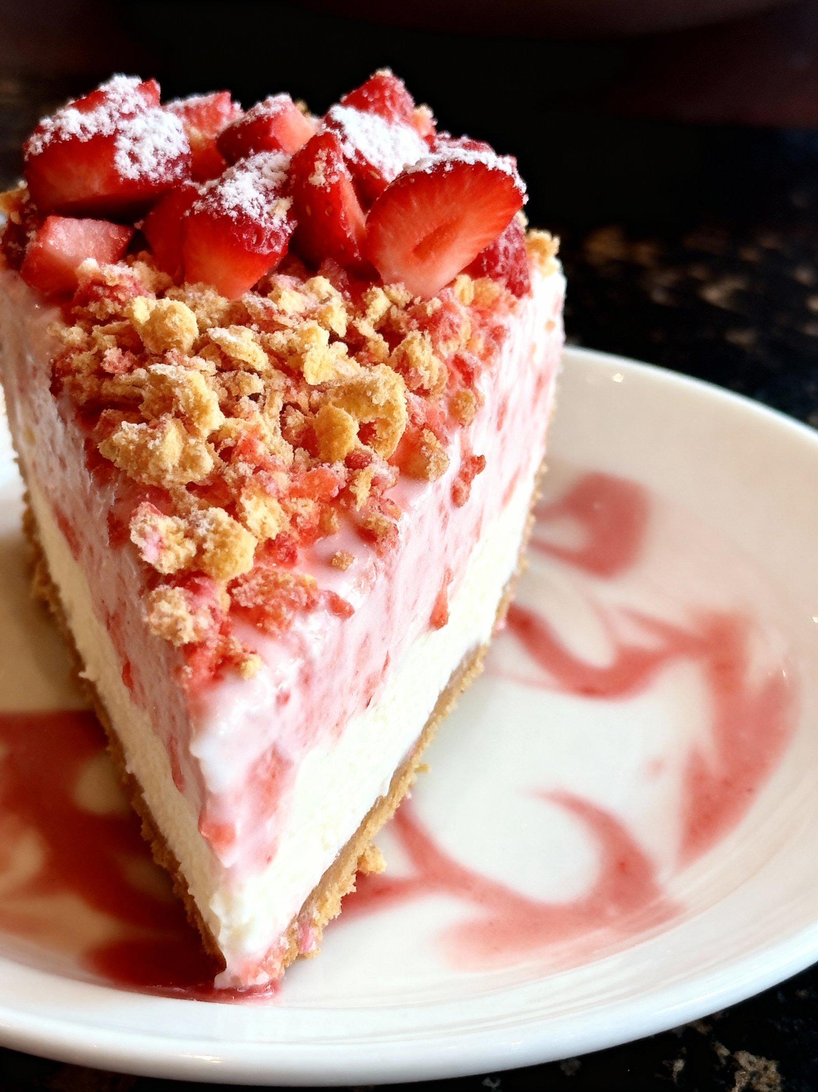 Strawberry Crunch Cheesecake finished