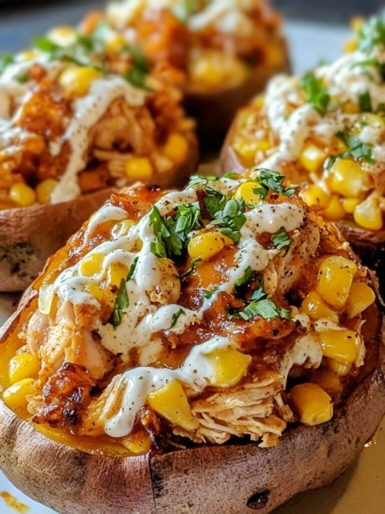 Street Corn Chicken Stuffed Sweet Potatoes Recipe