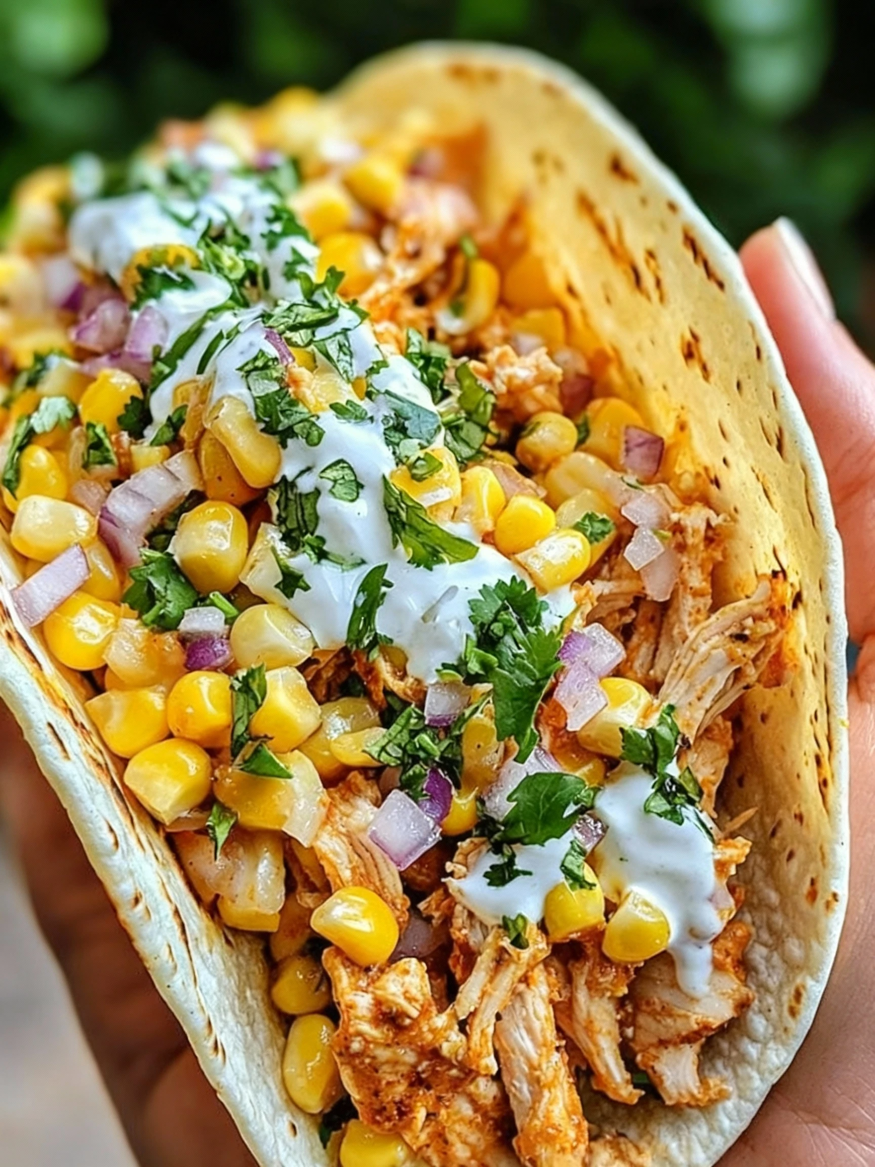 Street Corn Chicken Tacos finished
