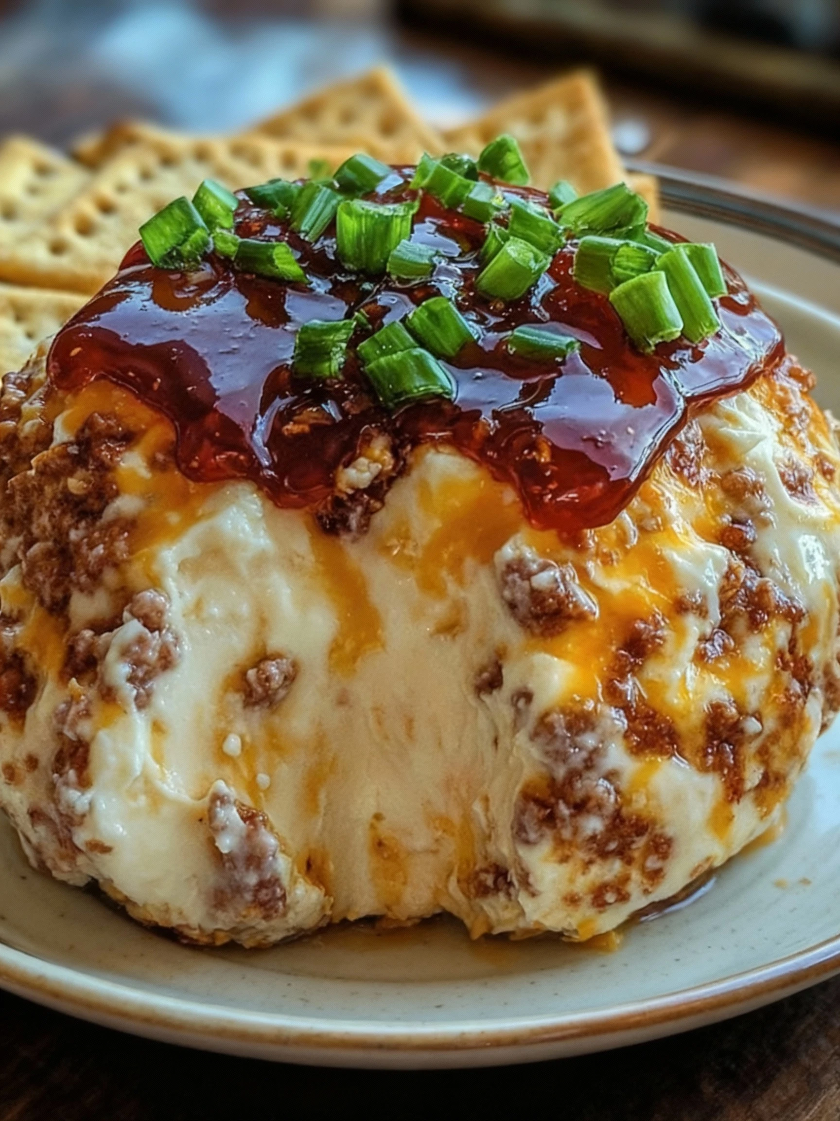 Sweet-Heat Pepper Jelly Cheese Ball with Cheddar finished