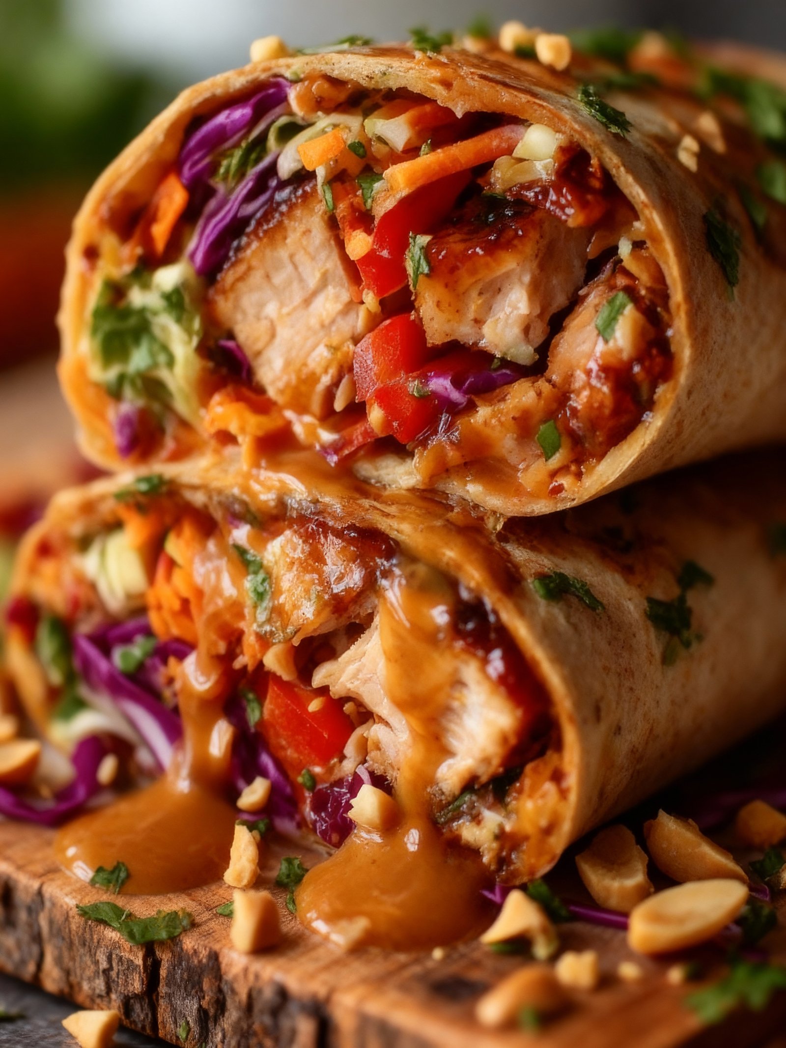 Thai Peanut Chicken Wrap finished
