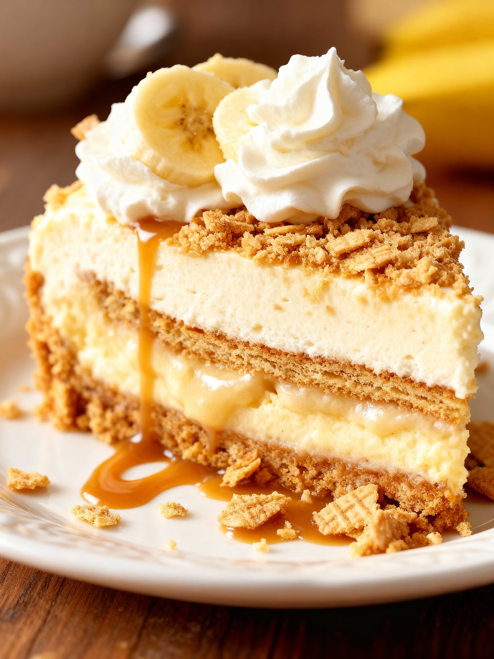 Banana Pudding Crunch Cheesecake finished