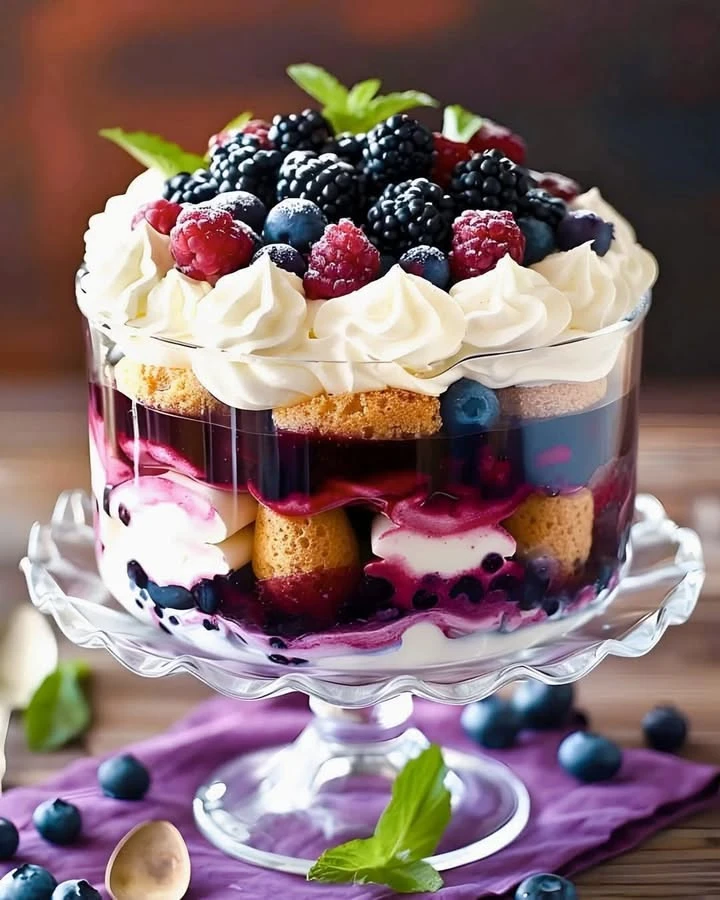 Berry Tiramisu Trifle finished