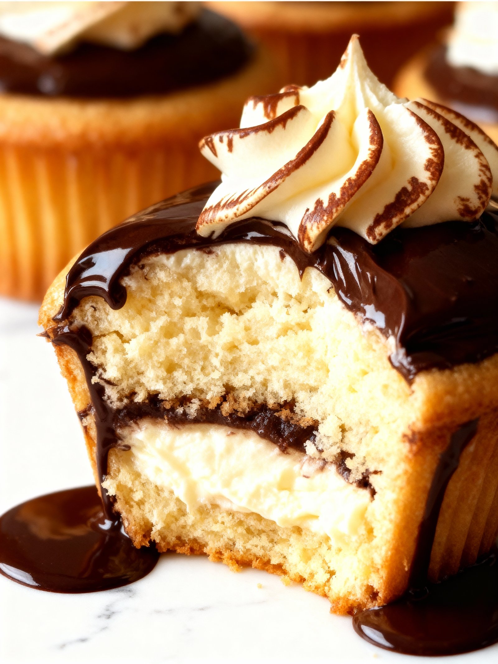 Boston Cream Pie Cupcakes finished